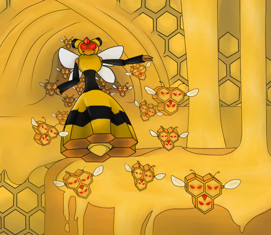 Vespiquen Akiagiza Combee Kushambulia Picha ya Ukuta