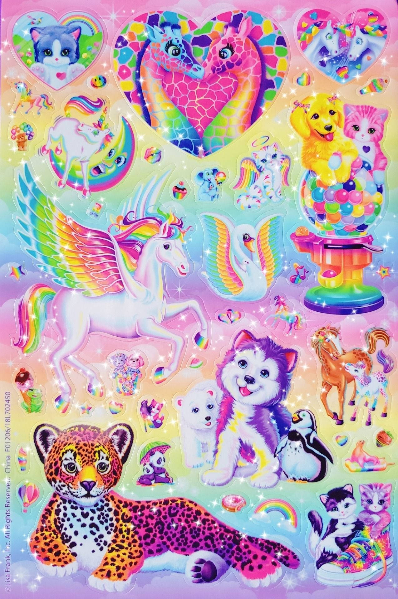 Vibandiko vya Wahusika wa Lisa Frank Picha ya Ukuta