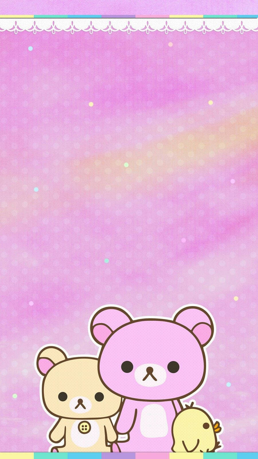 Vibaya Sana Rilakkuma Pink kwenye Mazingira ya Pink Rangi Picha ya Ukuta