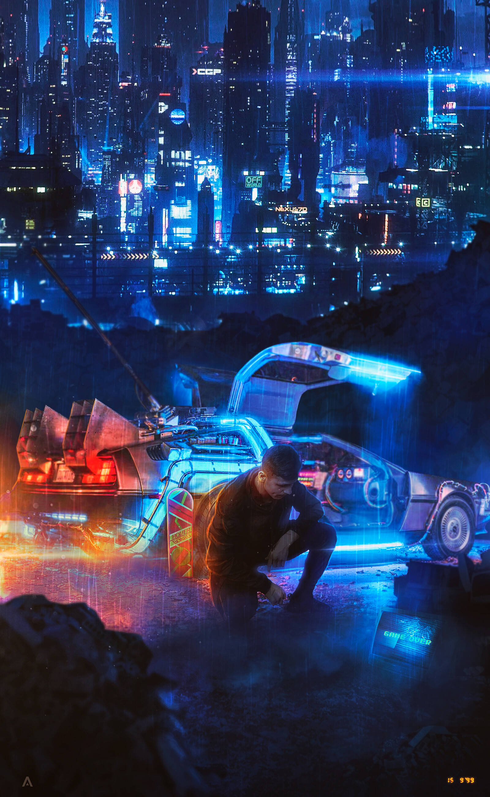 Video Game Neon City Picha ya Ukuta
