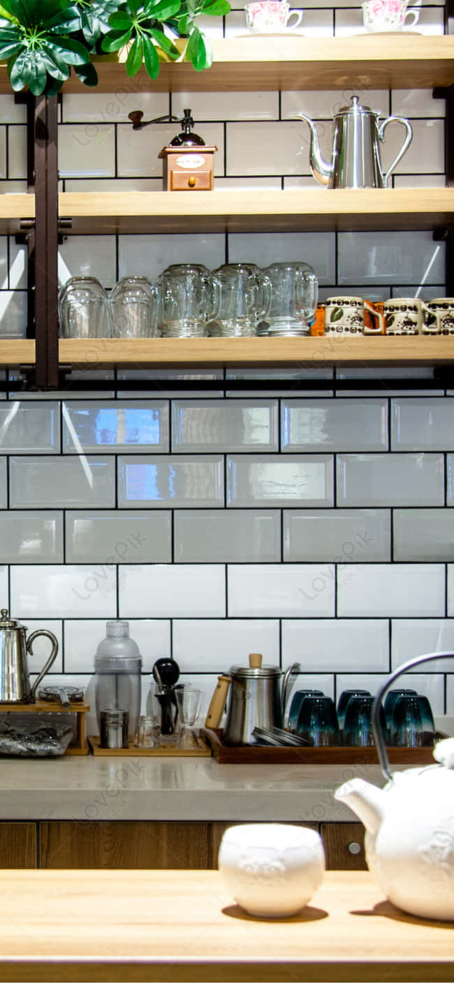 Aesthetic Home Kitchen Wares Android Kitchen Background Picha ya Ukuta