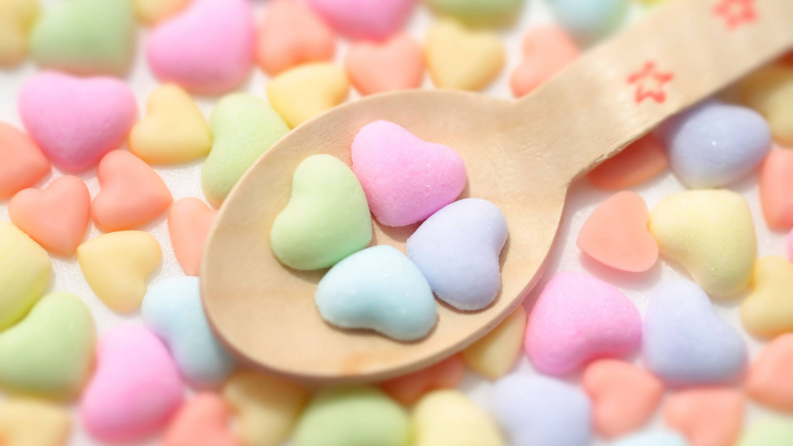 Vijiko vya Moyo wa Marshmallow ya 3D Picha ya Ukuta