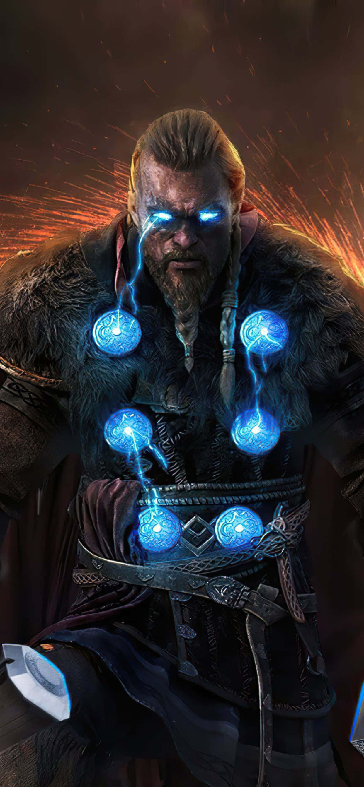 Viking Eivor Artwork iPhone Xs Max Assassin's Creed Valhalla Background Picha ya Ukuta