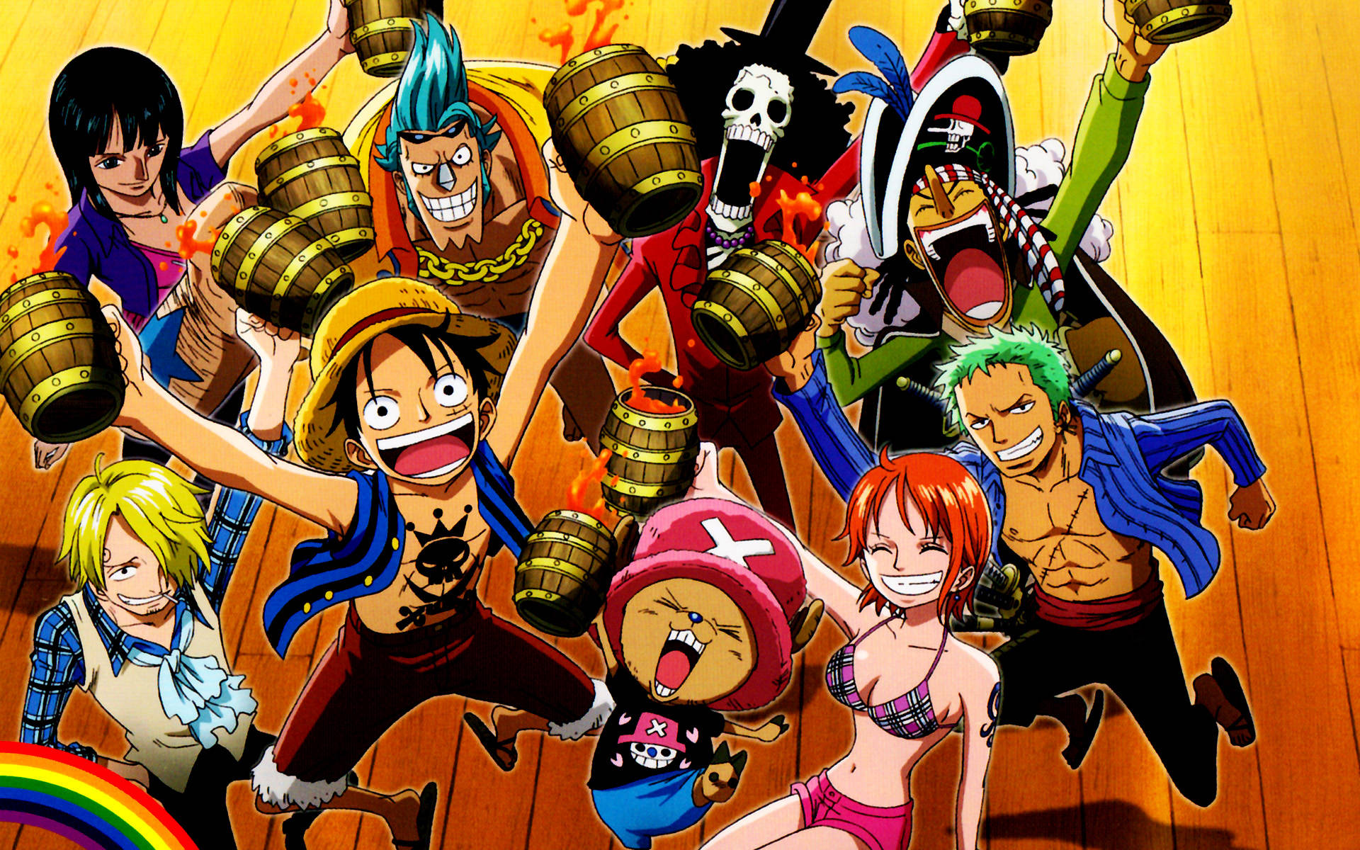 Vikombe vya Mbao vya One Piece 4K Picha ya Ukuta