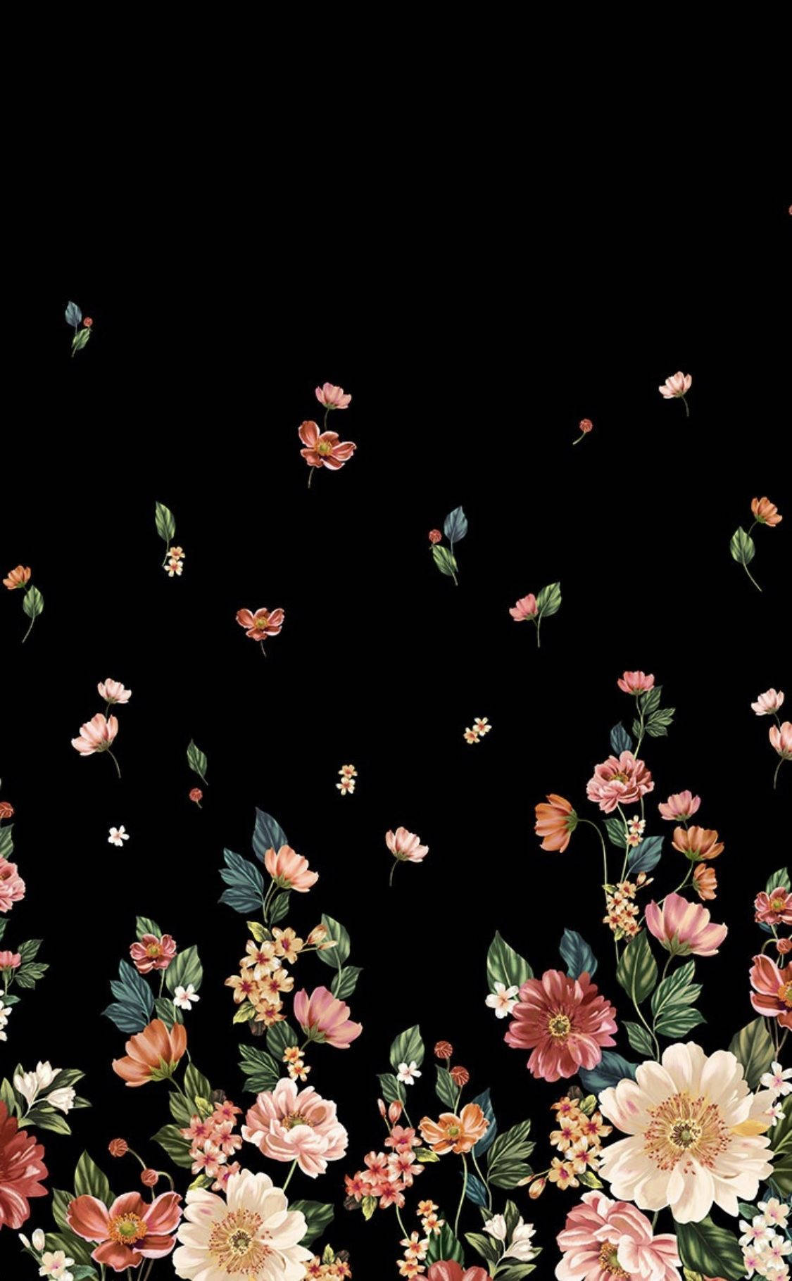 Vintage Floral Cute Dark Girly Picha ya Ukuta