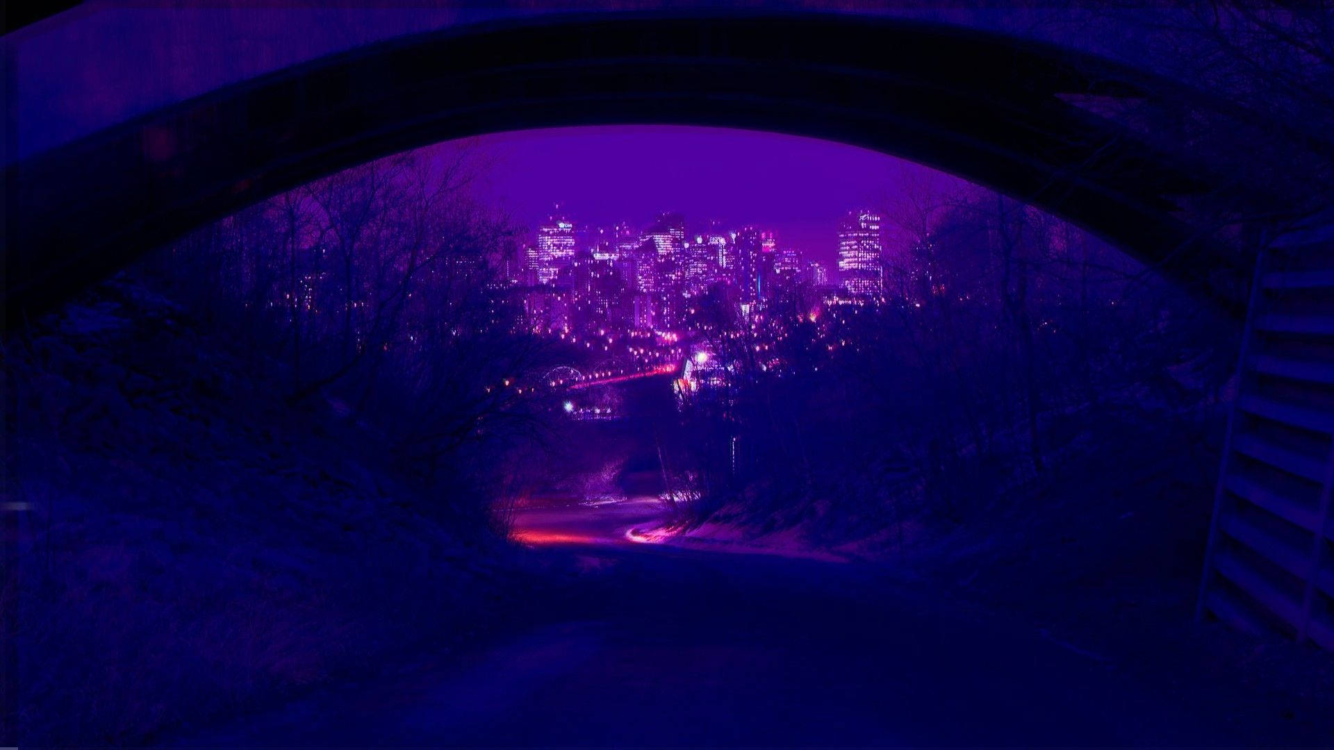 Violet Aesthetic City Arch Picha ya Ukuta