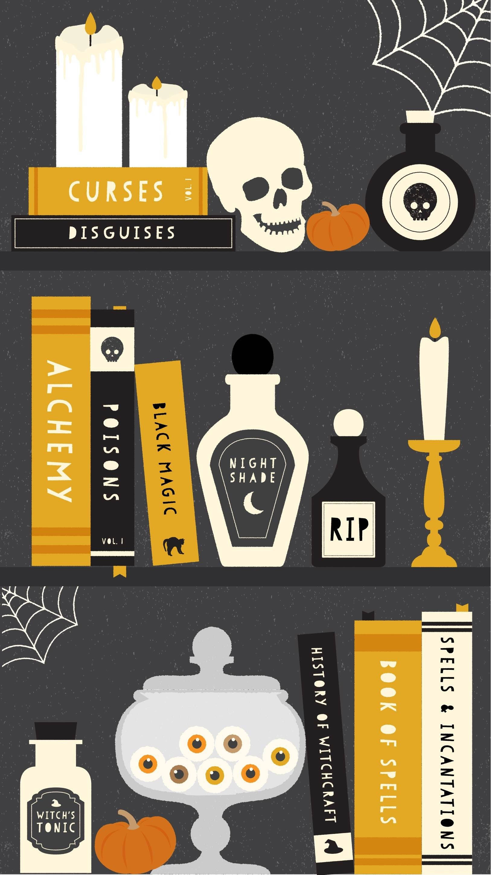 Vitu vya Mchawi Halloween iPhone Picha ya Ukuta