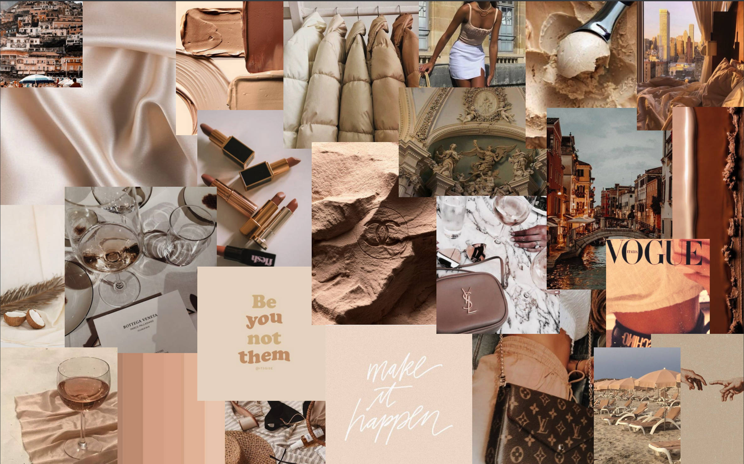 Vitu Vyote vya Kifahari: Mandhari ya Vogue Beige kwa Kompyuta Picha ya Ukuta
