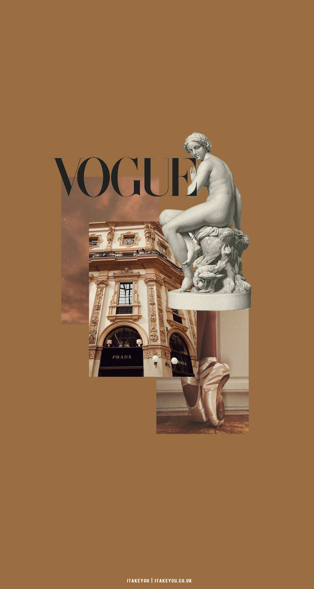 Vogue Jarida la Rangi ya Beige na Kahawia ya Urembo Picha ya Ukuta