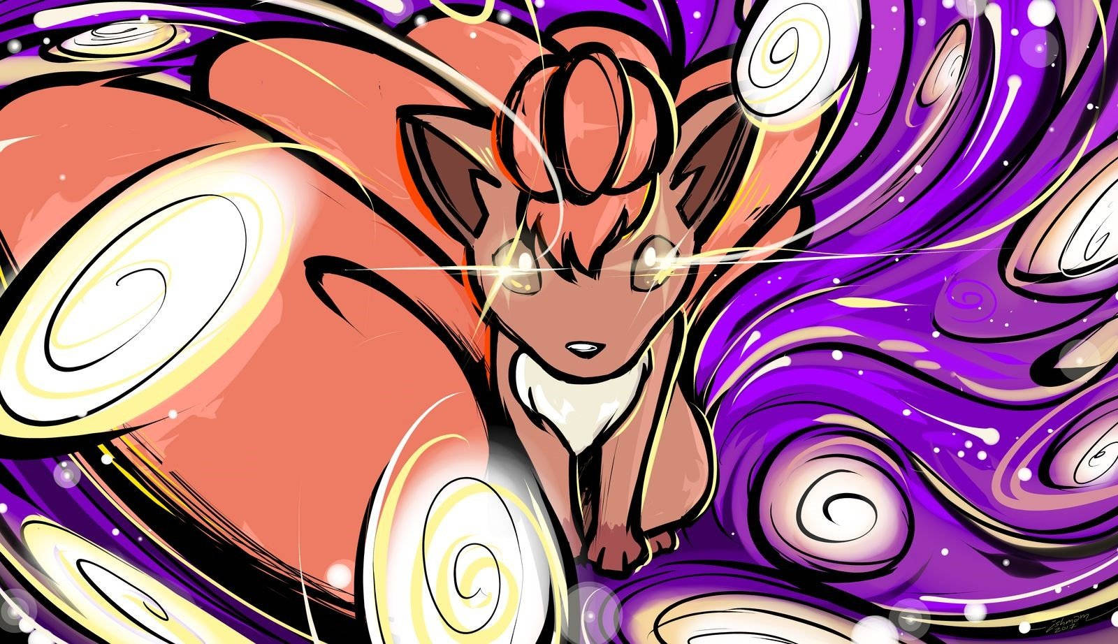 Vulpix Katika Mandhari ya Spiral Picha ya Ukuta