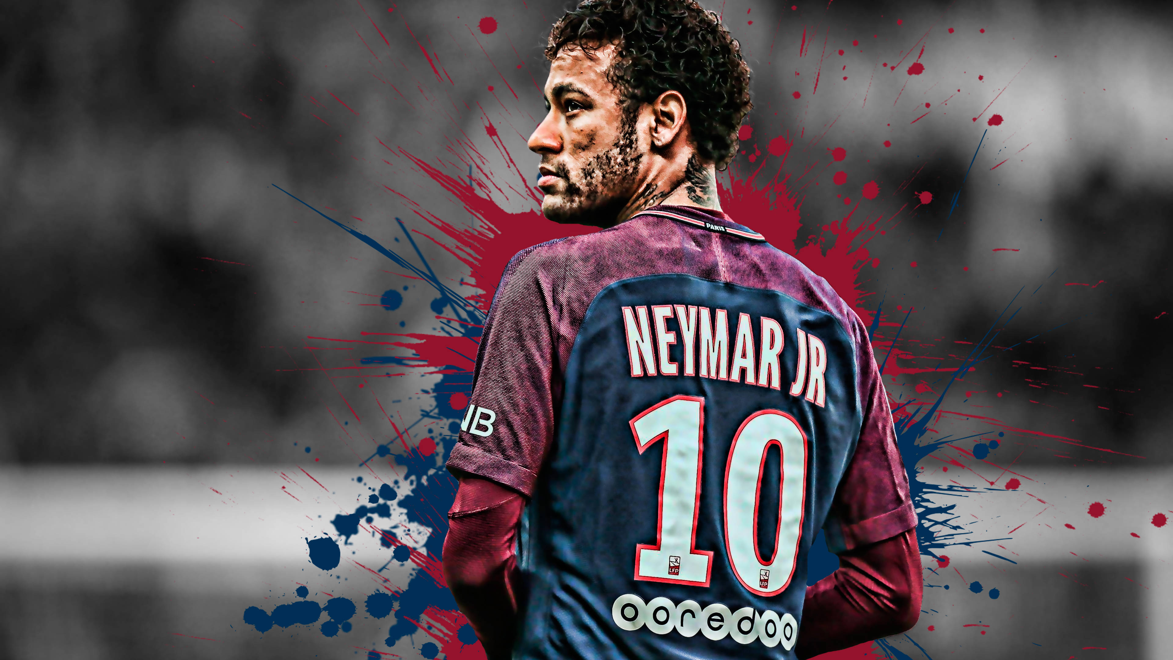 Wachezaji Soka Neymar Mtazamo wa Nyuma Picha ya Ukuta