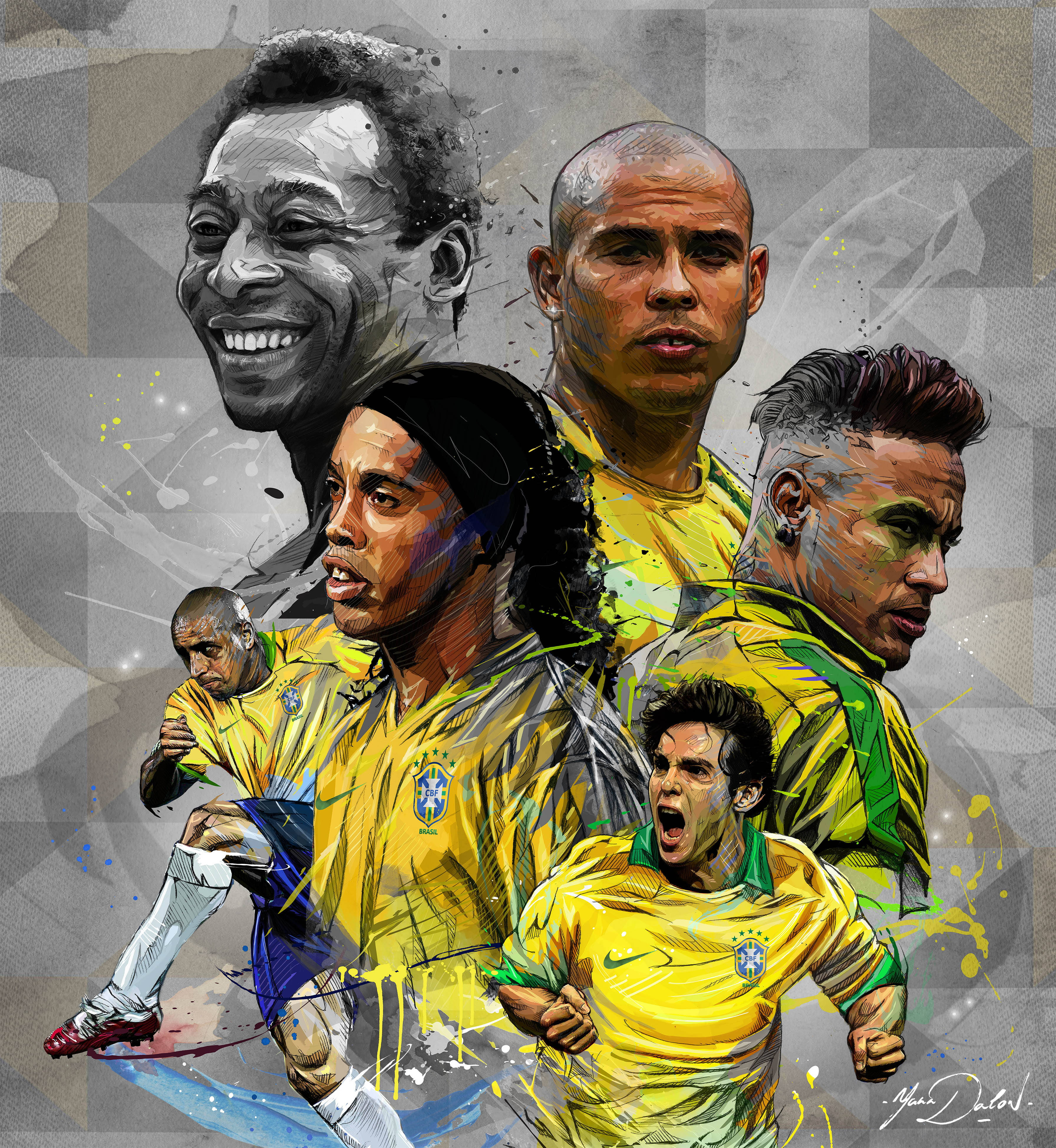 Wachezaji wa Timu ya Taifa ya Soka ya Brazil Walioingia kwenye Ukumbi wa Umaarufu Picha ya Ukuta