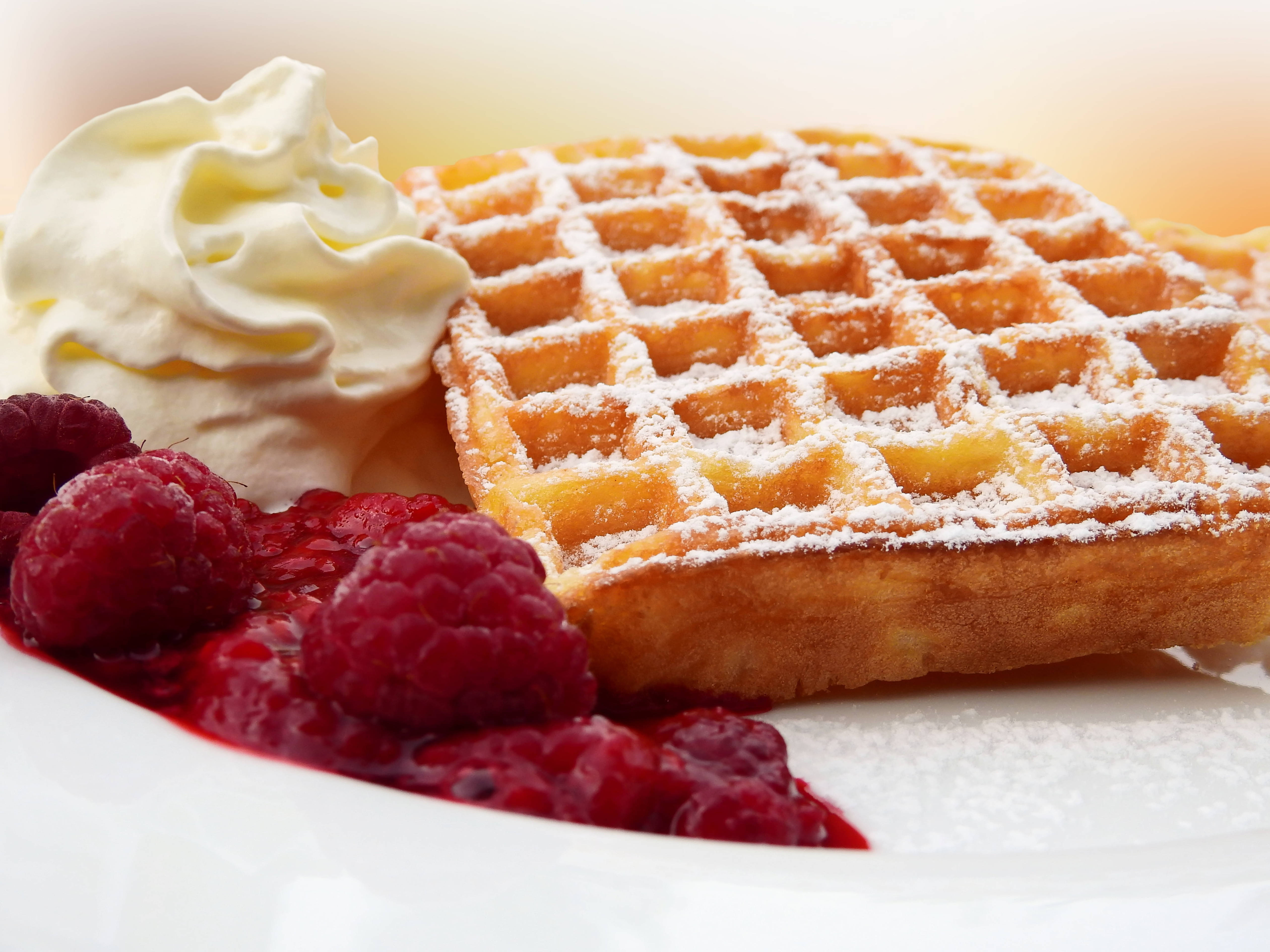 Waffle Raspberries Cream Picha ya Ukuta