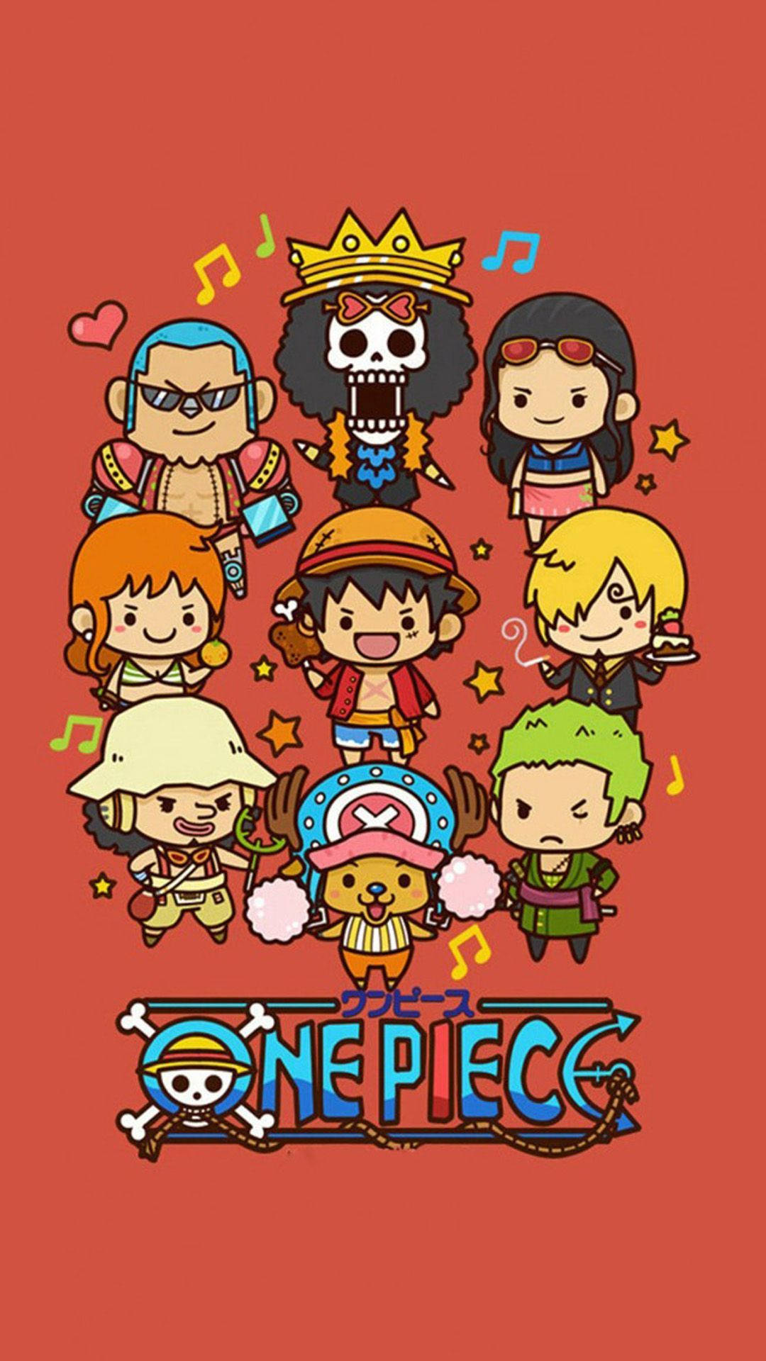 Wahusika wa Chibi wa One Piece Wenye Hadhi Picha ya Ukuta