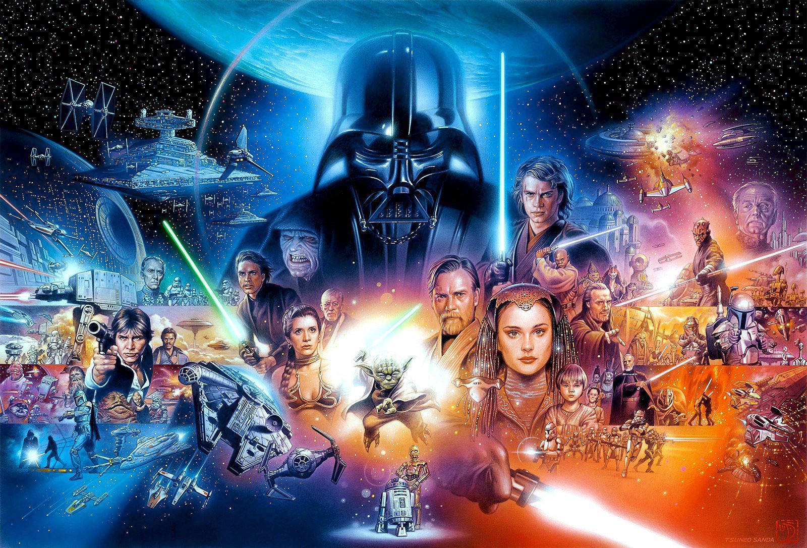 Wahusika wa kipekee kutoka franchise inayopendwa ya Star Wars Picha ya Ukuta