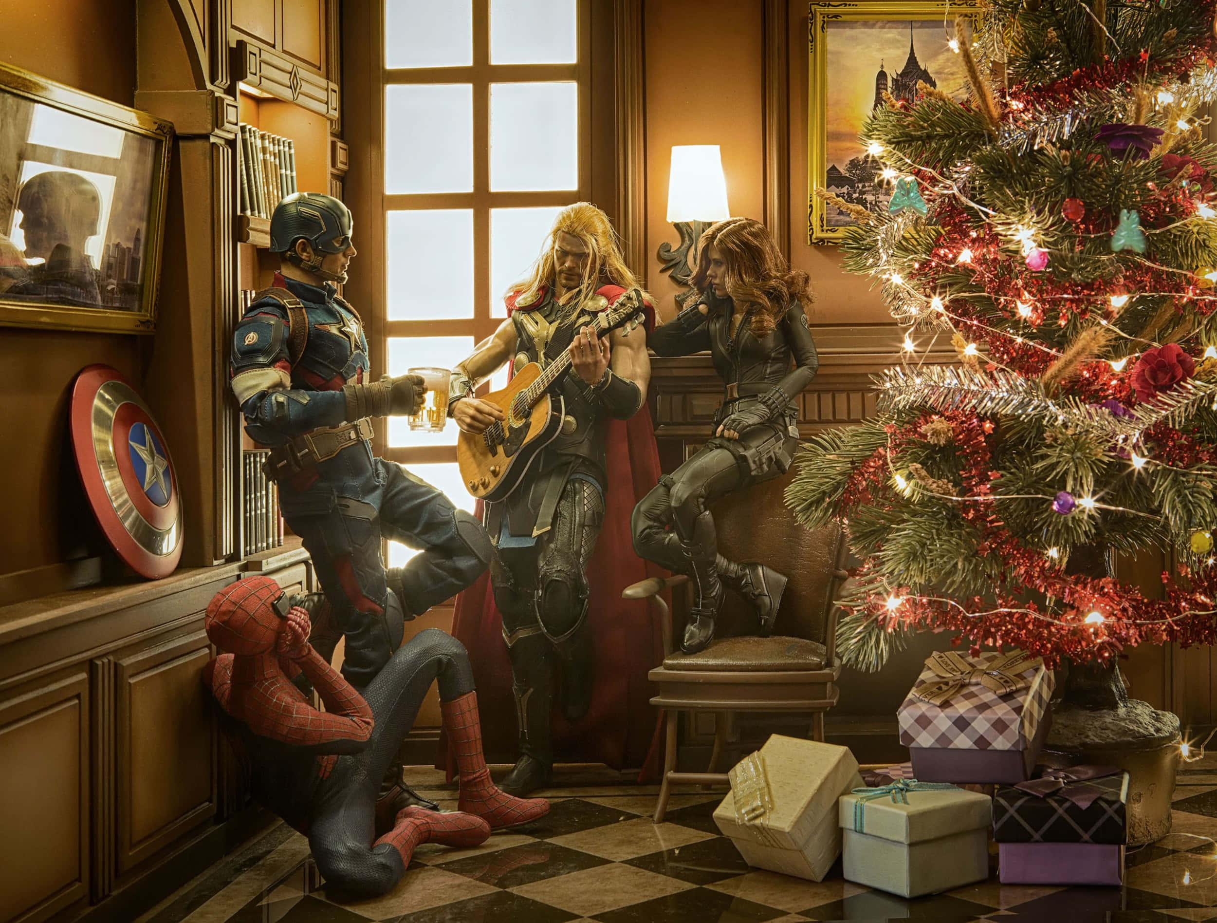 Wahusika wa Marvel Wakati wa Krismasi Picha ya Ukuta
