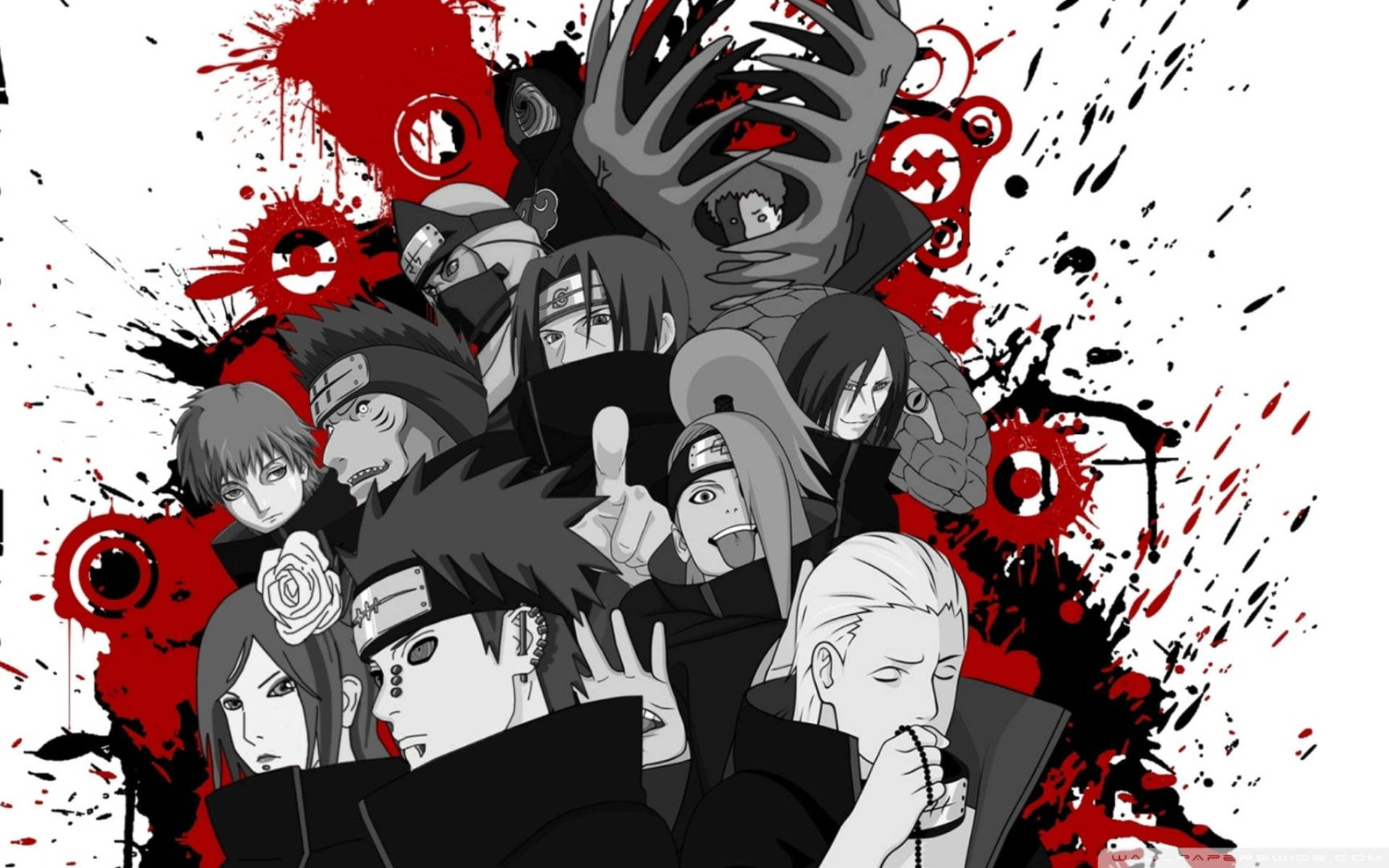Wahusika wa Naruto Akatsuki Kijivu Picha ya Ukuta
