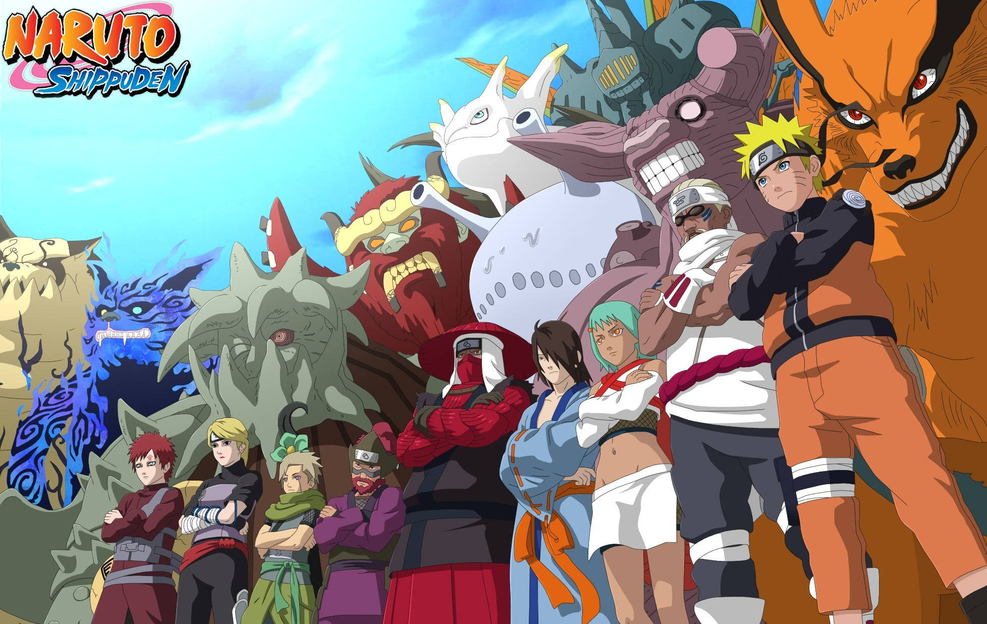 Wahusika wa Naruto na Wanyama Wenye Mkia Picha ya Ukuta