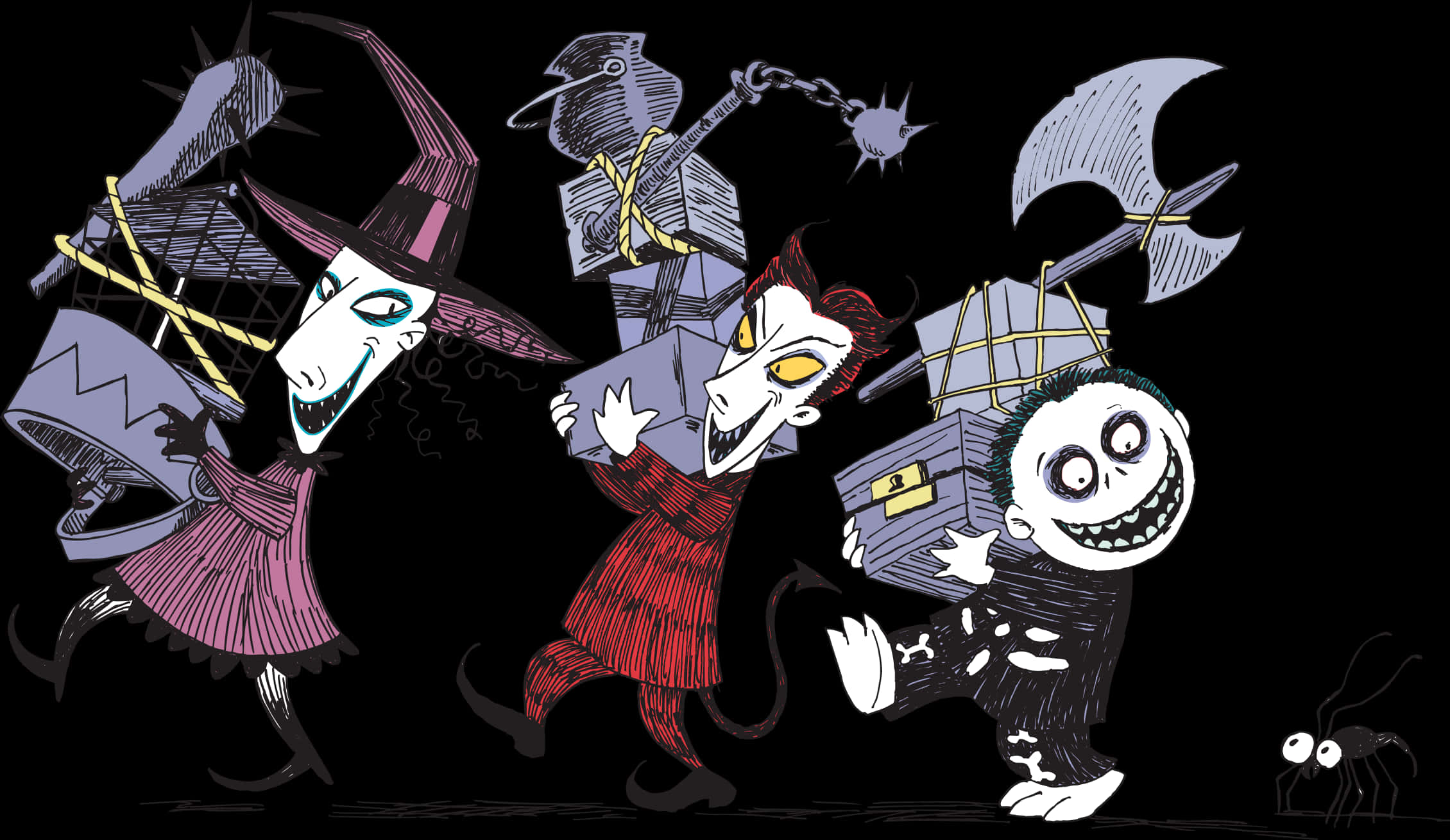 Wahusika wa Nightmare Before Christmas Wakiandamana Picha ya Ukuta