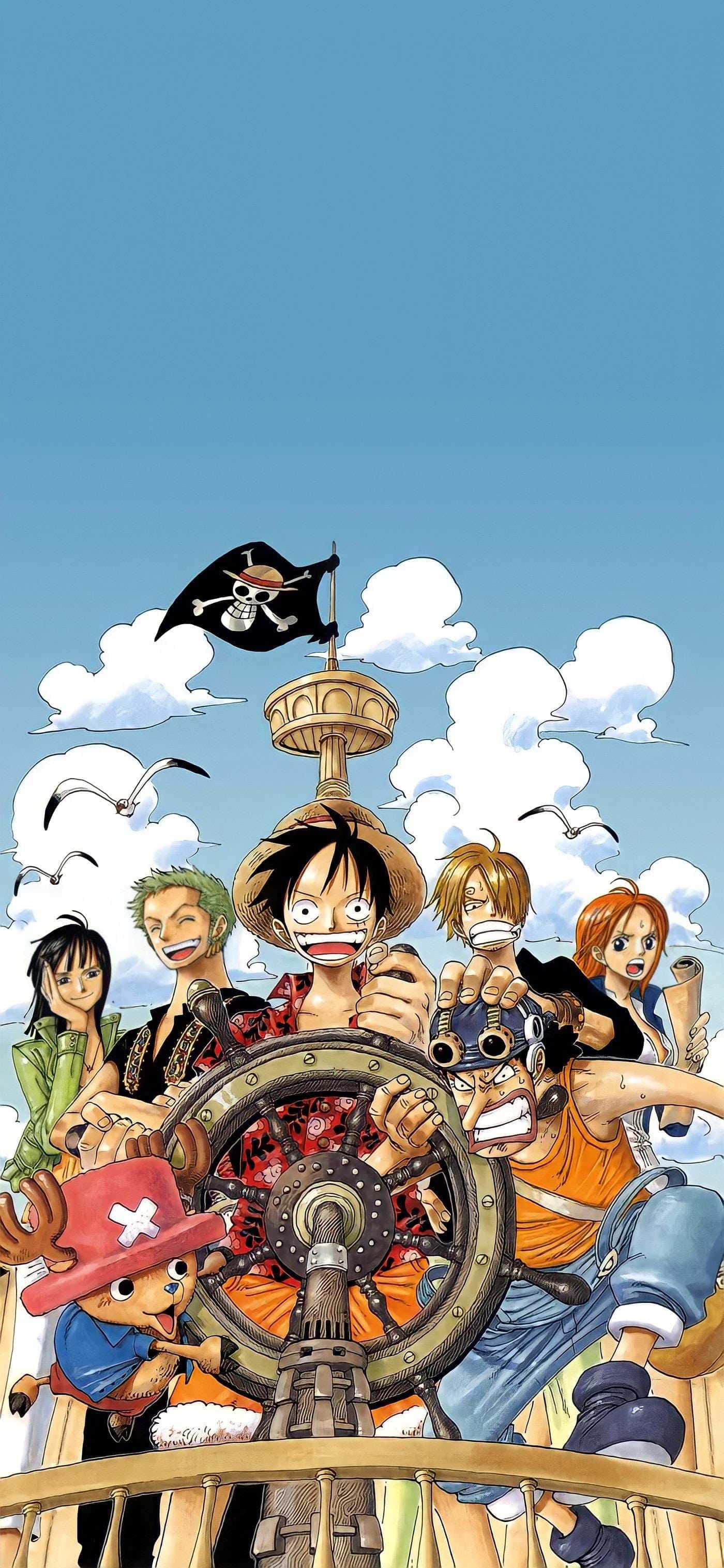 Wahusika wa One Piece Ndani ya Meli ya Maharamia Picha ya Ukuta
