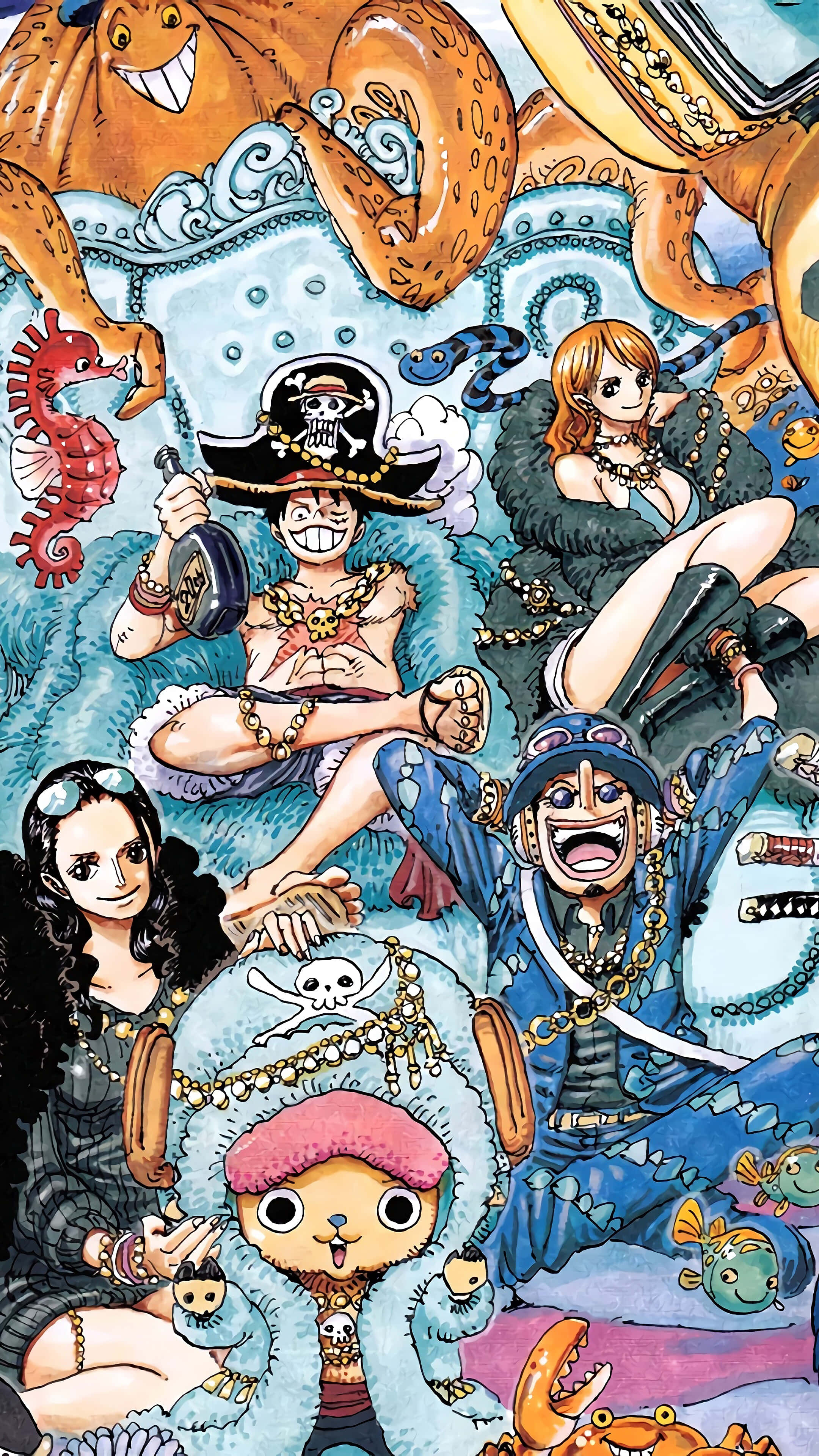 Wahusika wa Straw Hat Pirates One Piece Anime Picha ya Ukuta