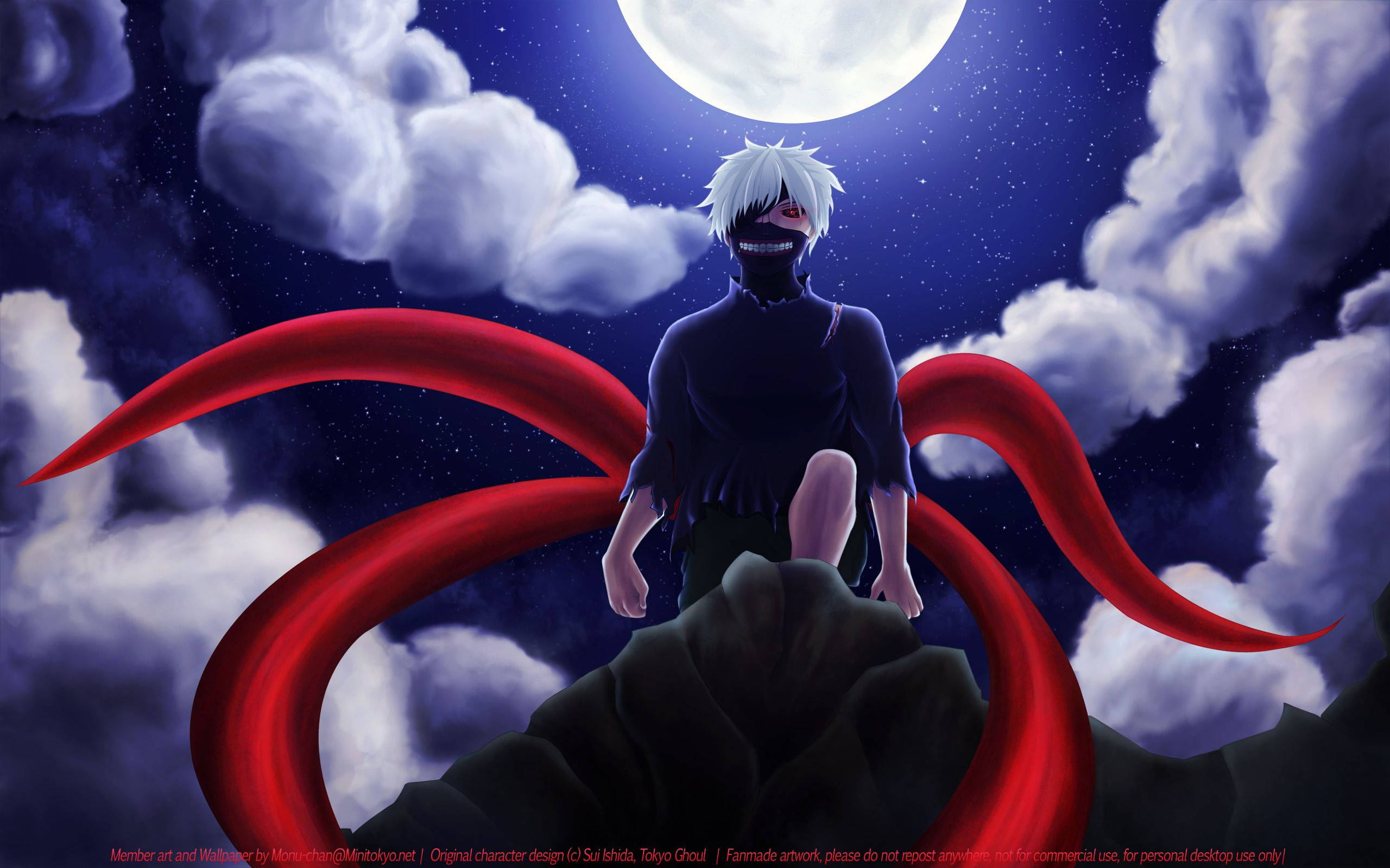 Wahusika wa Tokyo Ghoul Ken Mikia Minne Picha ya Ukuta