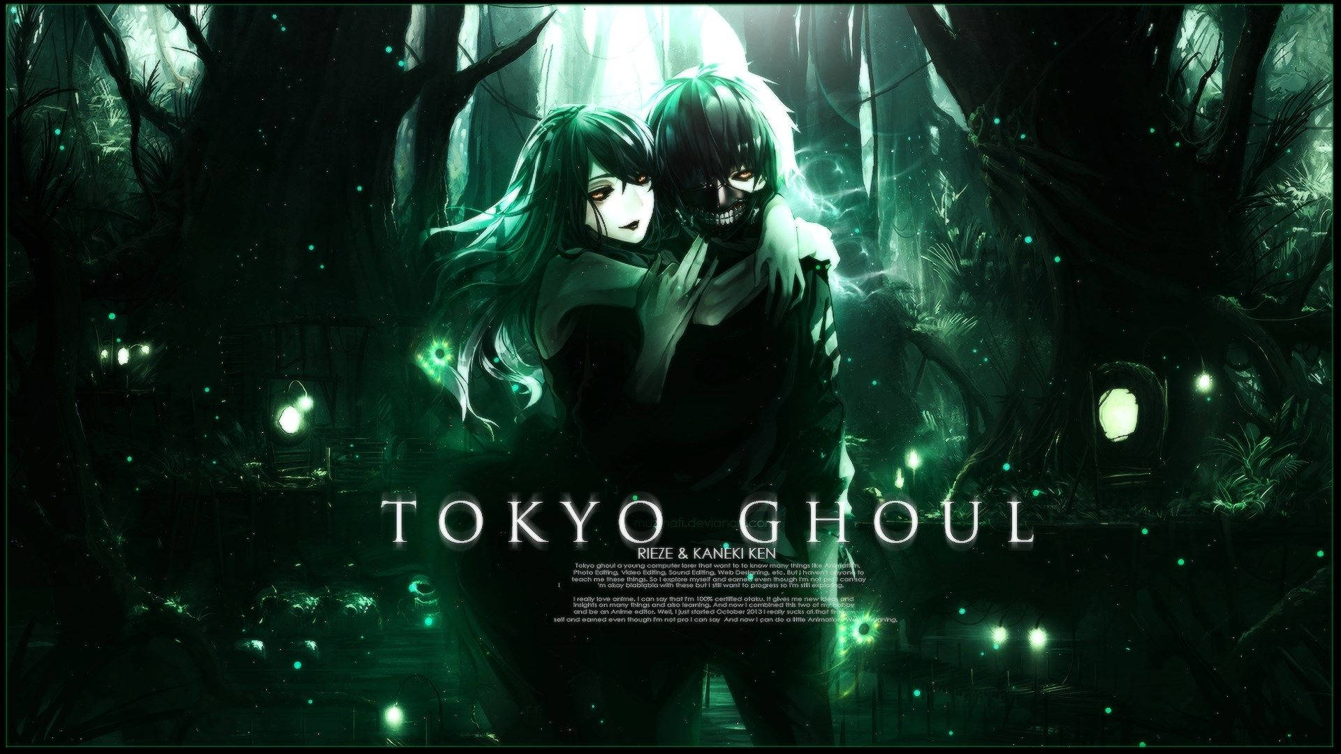 Wahusika wa Tokyo Ghoul Ken na Touka Picha ya Ukuta
