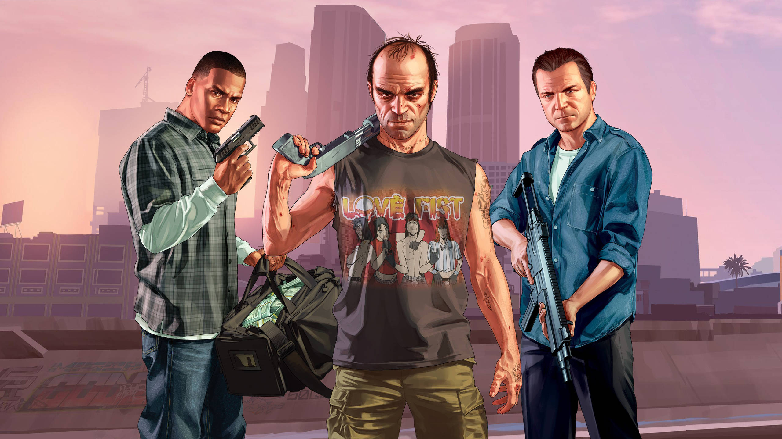 Wahusika Wakali wa GTA 5 2560x1440 Picha ya Ukuta
