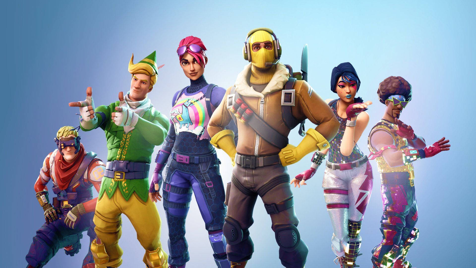 Wahusika Wawili Wachezaji wa Fortnite Wakifurahia Siku ya Jua Picha ya Ukuta