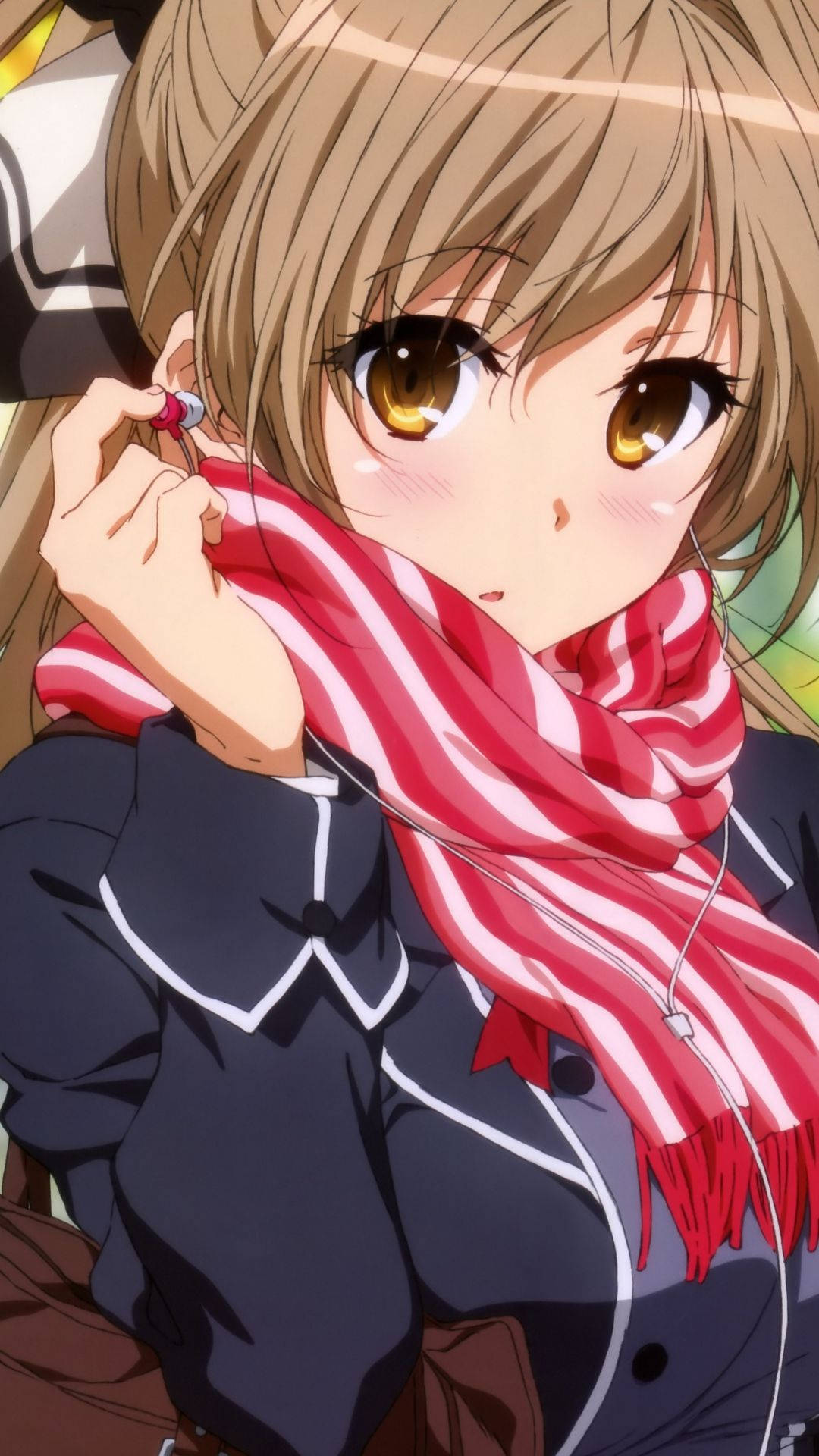 Wahusika Wazuri wa Anime Wenye Skafu Nyekundu Picha ya Ukuta