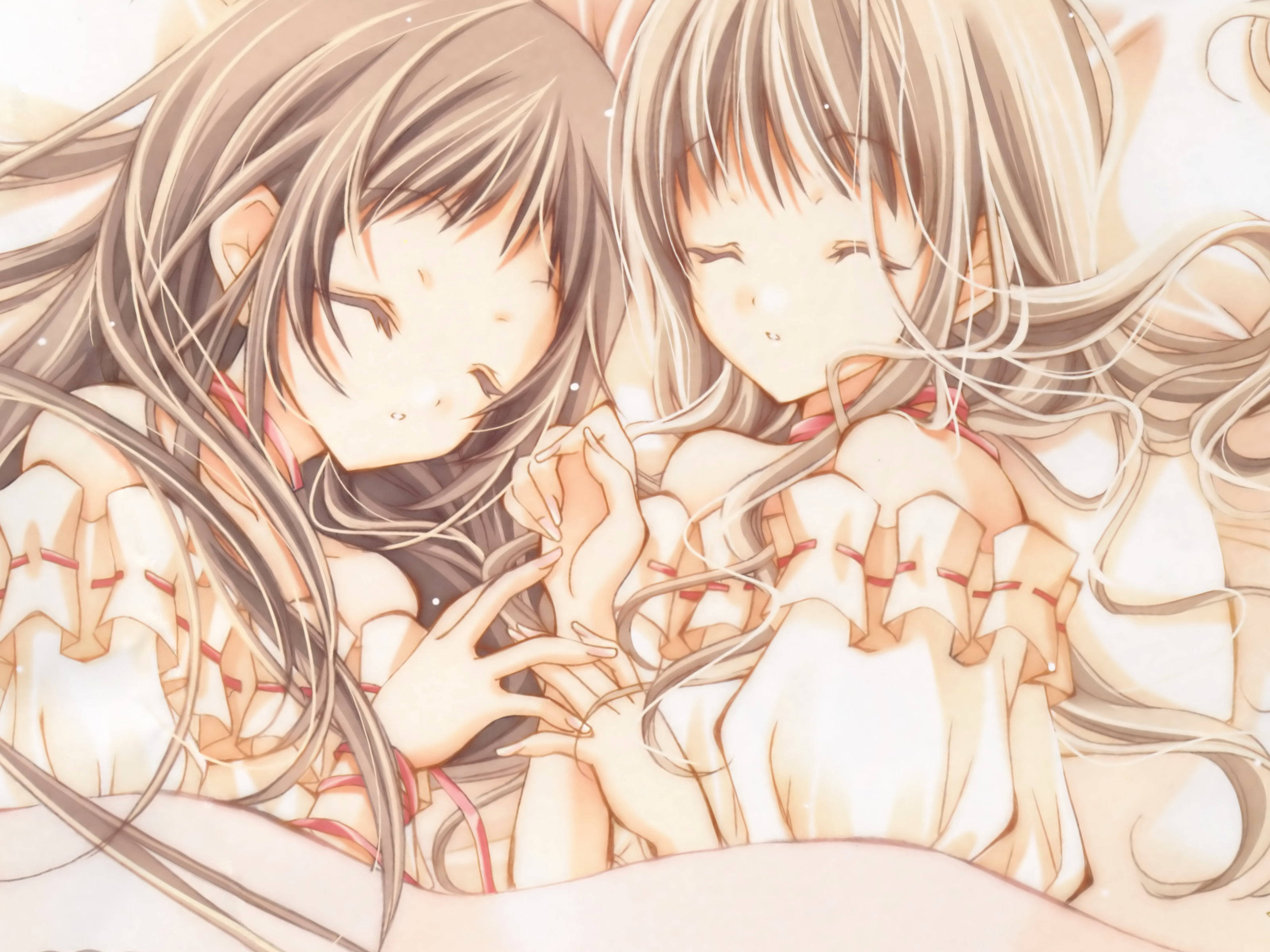 Wakati wa faragha kati ya Maki na Hikari kutoka ulimwengu wa Anime Picha ya Ukuta