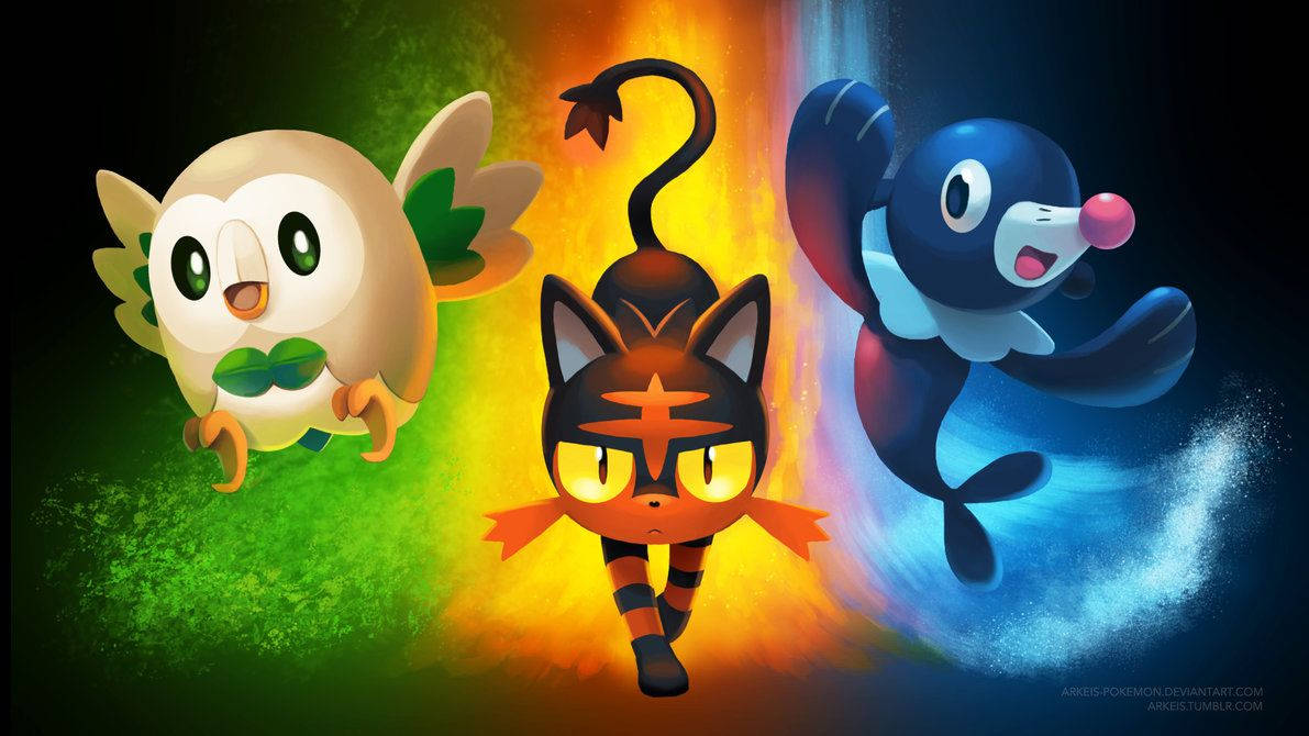 Wakufunzi Jihadharini na Pokemon Hawa wa Hewa, Ardhi, na Maji! Picha ya Ukuta