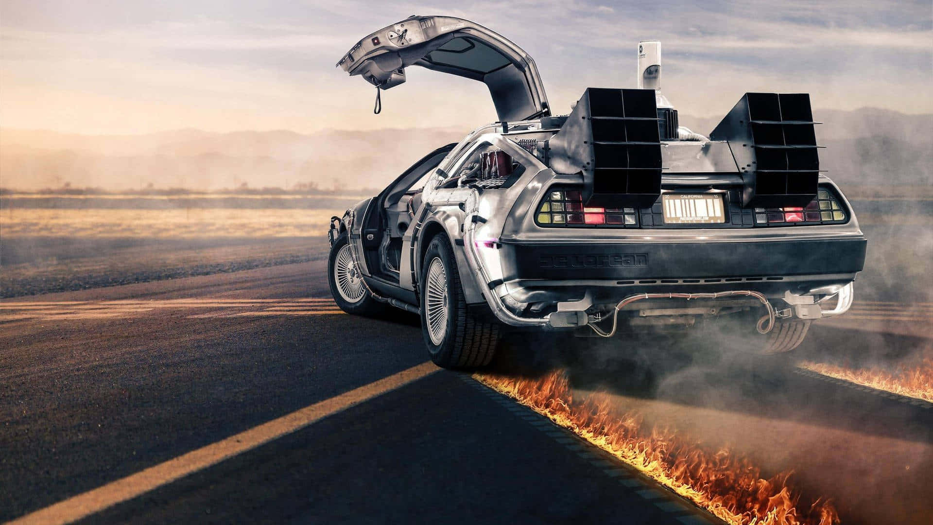 wallpaper HD ya delorean kutoka filamu ya back to the future Picha ya Ukuta