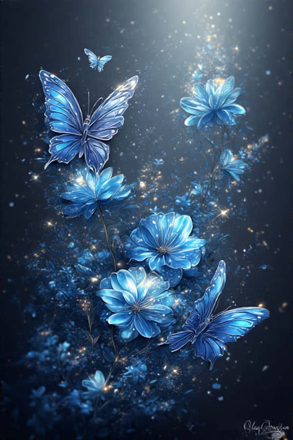 Wallpaper ya Mafura ya Bluu na Mbuu Zinazowaka Picha ya Ukuta
