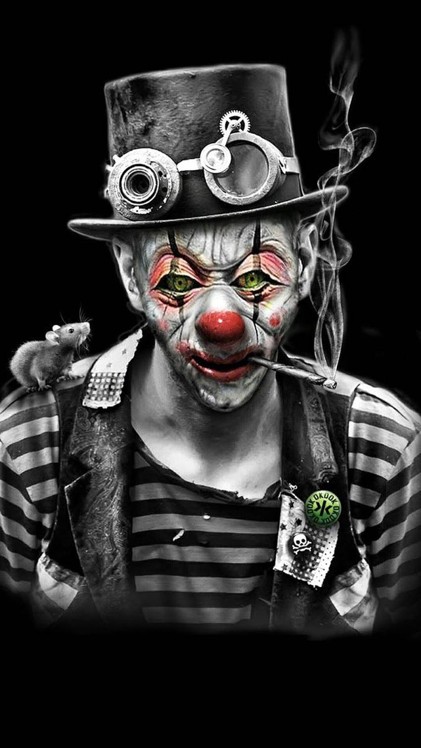 Wanaume Simu Clown Kuvuta Sigara Picha ya Ukuta