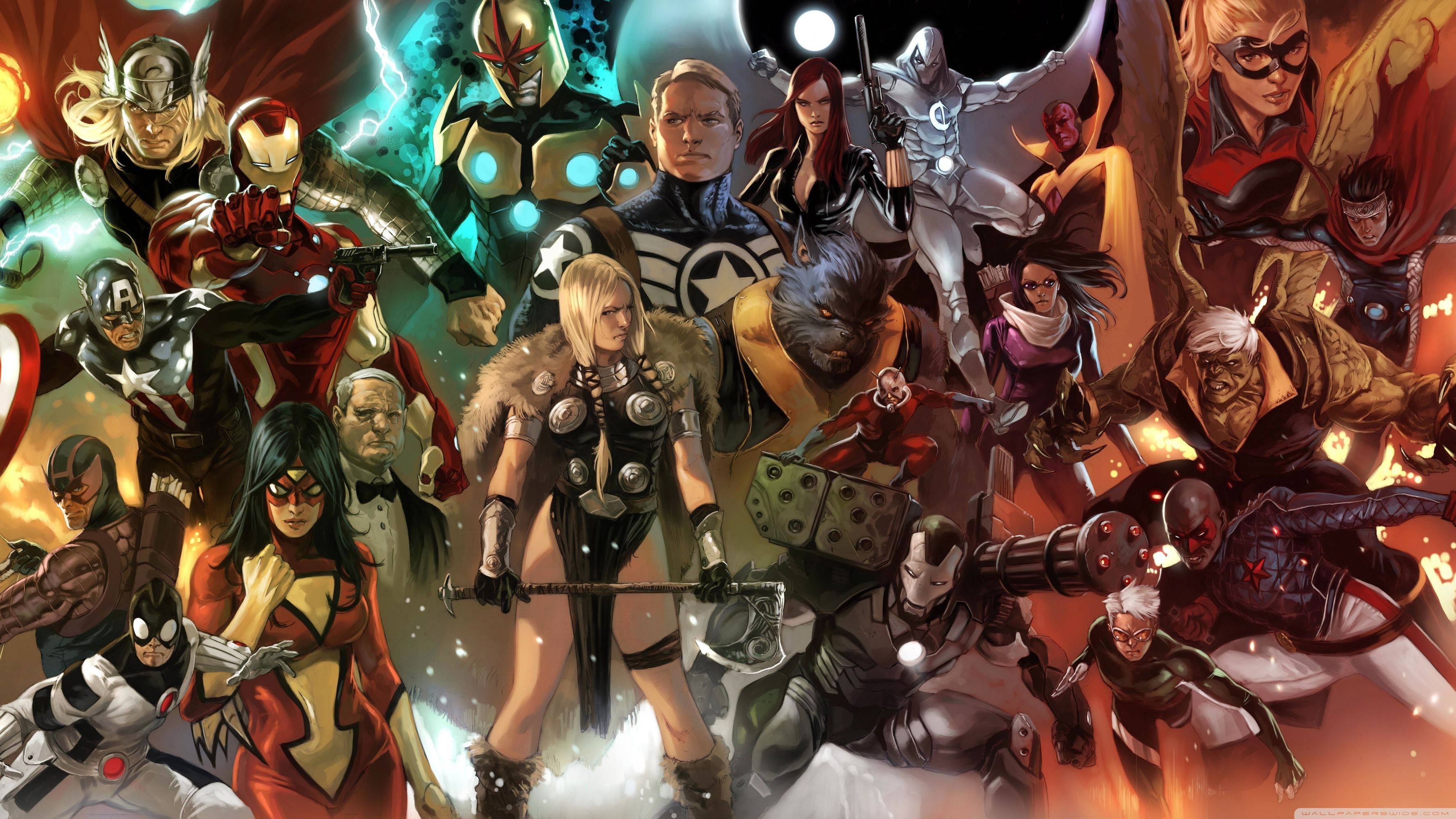 Wanne wa Ajabu: Wahusika wa Katuni za Marvel Picha ya Ukuta