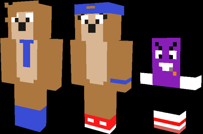 Wanyama wa Mtindo wa Minecraft Picha ya Ukuta