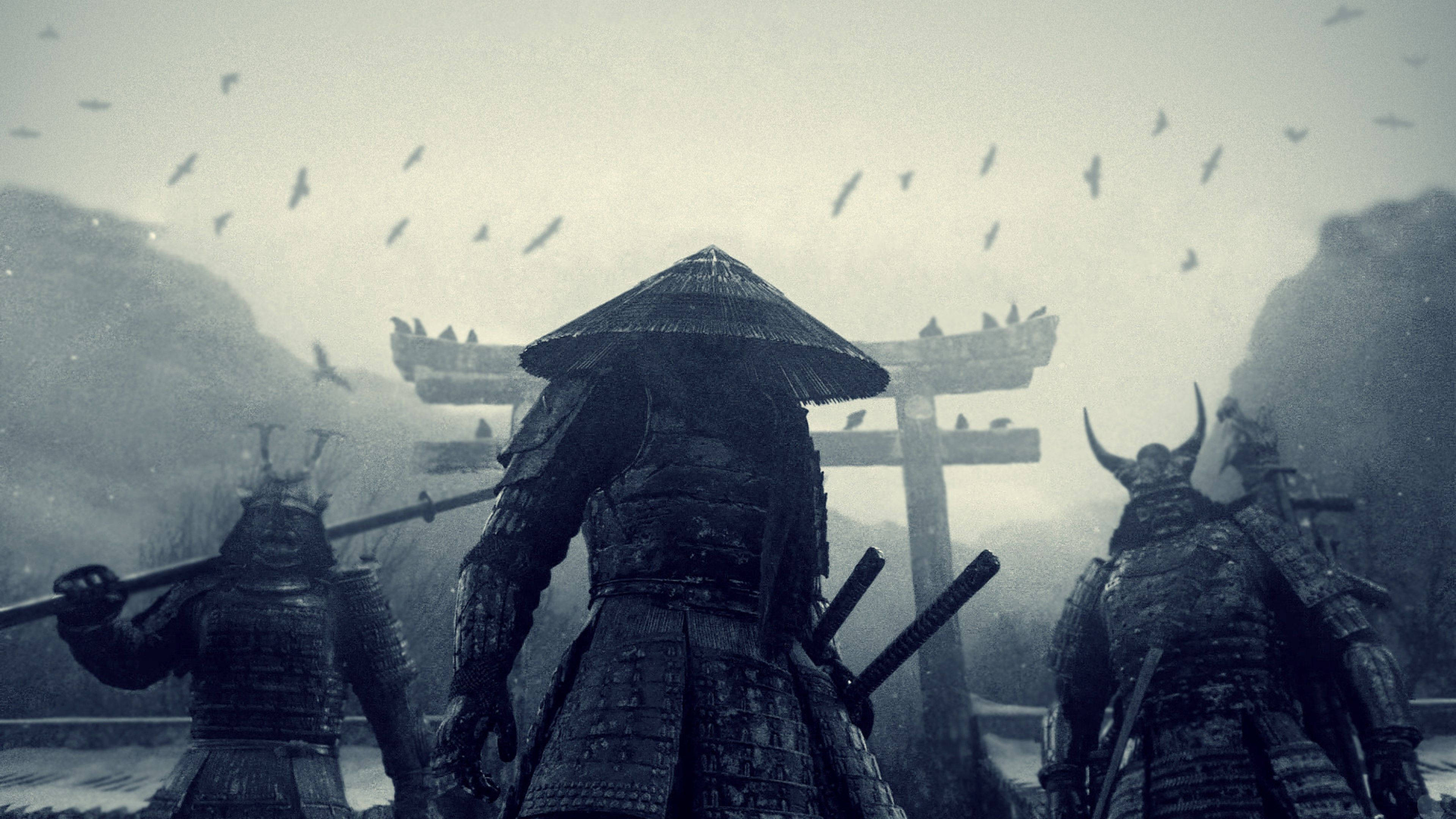 Wapiganaji Samurai wa Kijapani Picha ya Ukuta