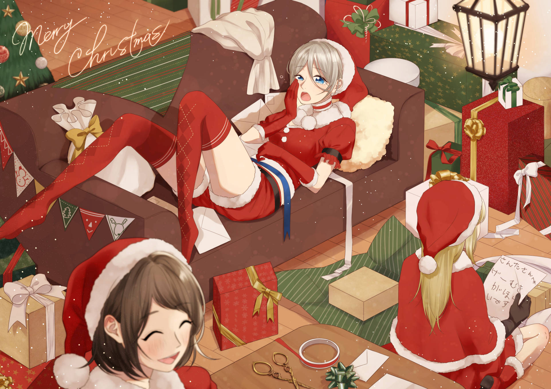Wasaidizi wa Krismasi wa Wasichana wa Anime Picha ya Ukuta