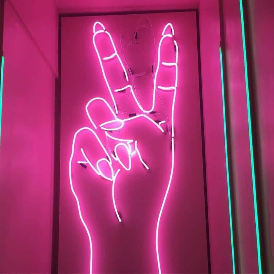 Washa Usiku kwa Rangi ya Waridi ya Neon Picha ya Ukuta