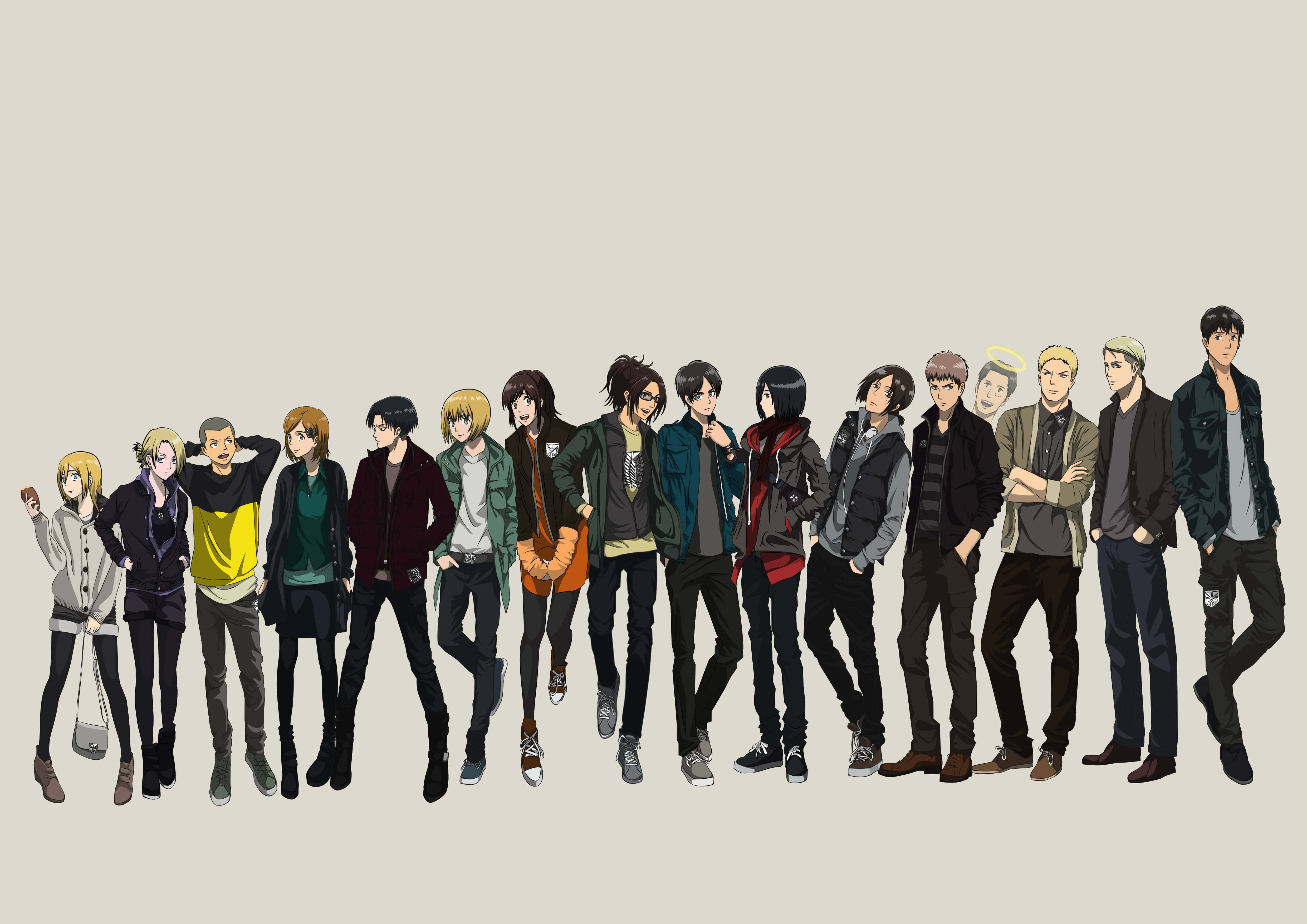 Washawishi wa Anime Wanaofurahia Attack on Titan - Eren Yeager, Mikasa Ackermann na Armin Arlert Picha ya Ukuta