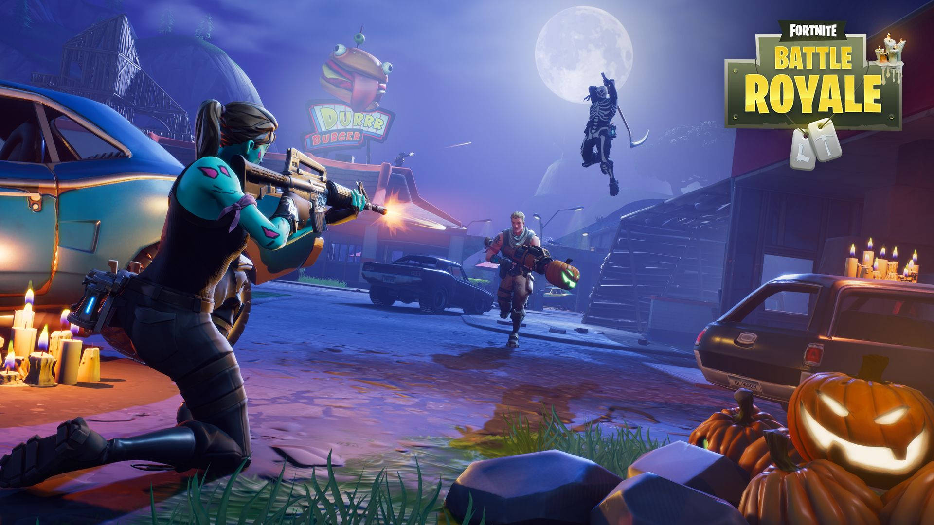 Washinde Maadui Zako katika Halloween Royale ya Fortnite Picha ya Ukuta