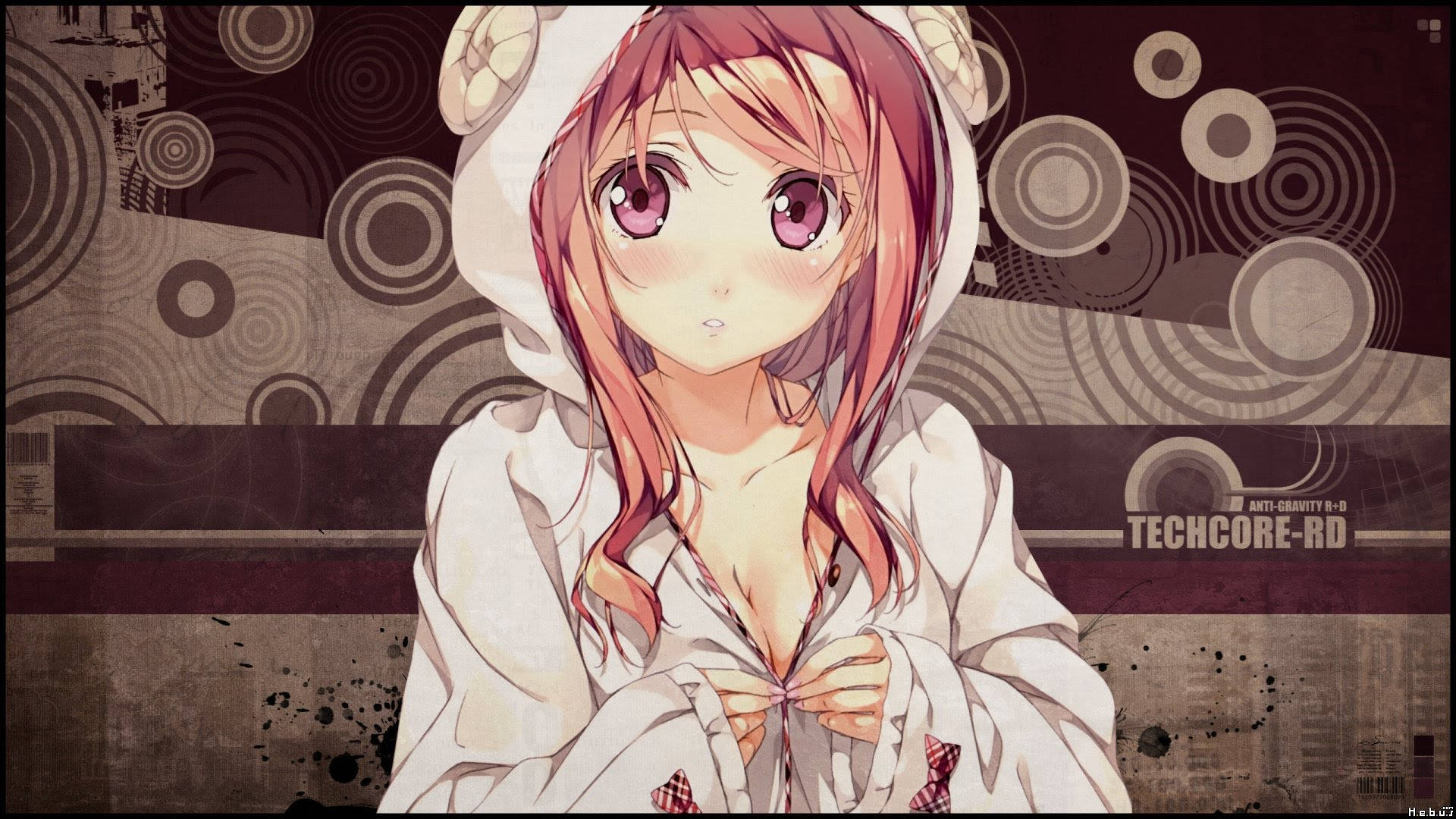 Wasichana wa Anime Hoodie na Kantoku Picha ya Ukuta