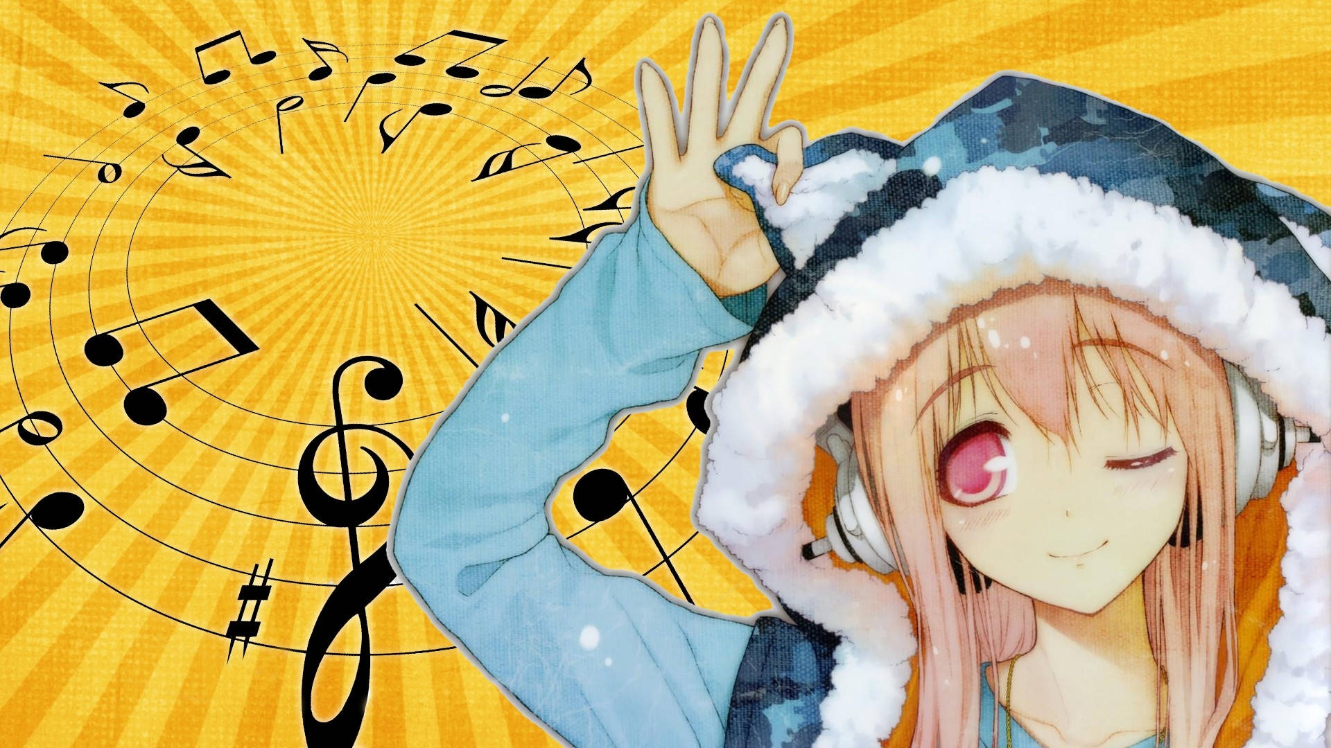 Wasichana wa Anime Hoodie Super Sonico Picha ya Ukuta