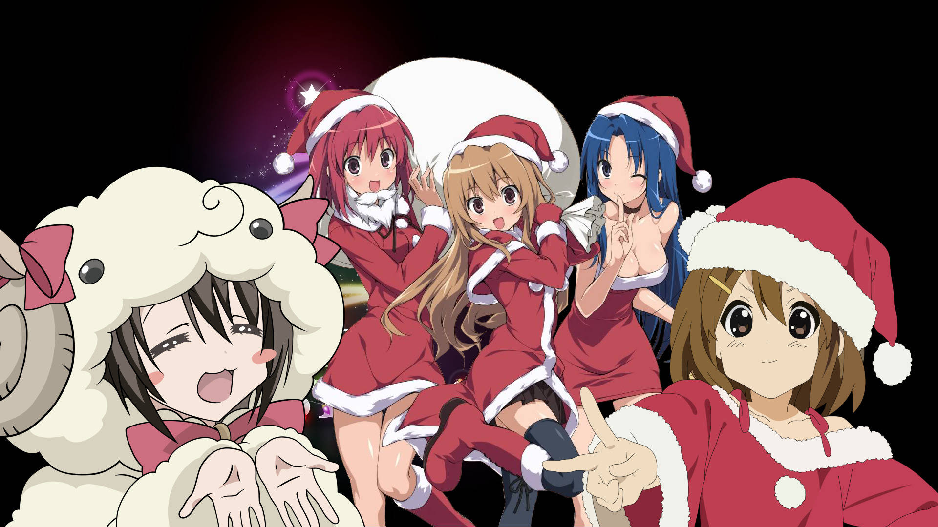 Wasichana wa Anime Krismasi Wahusika wa Toradora Picha ya Ukuta