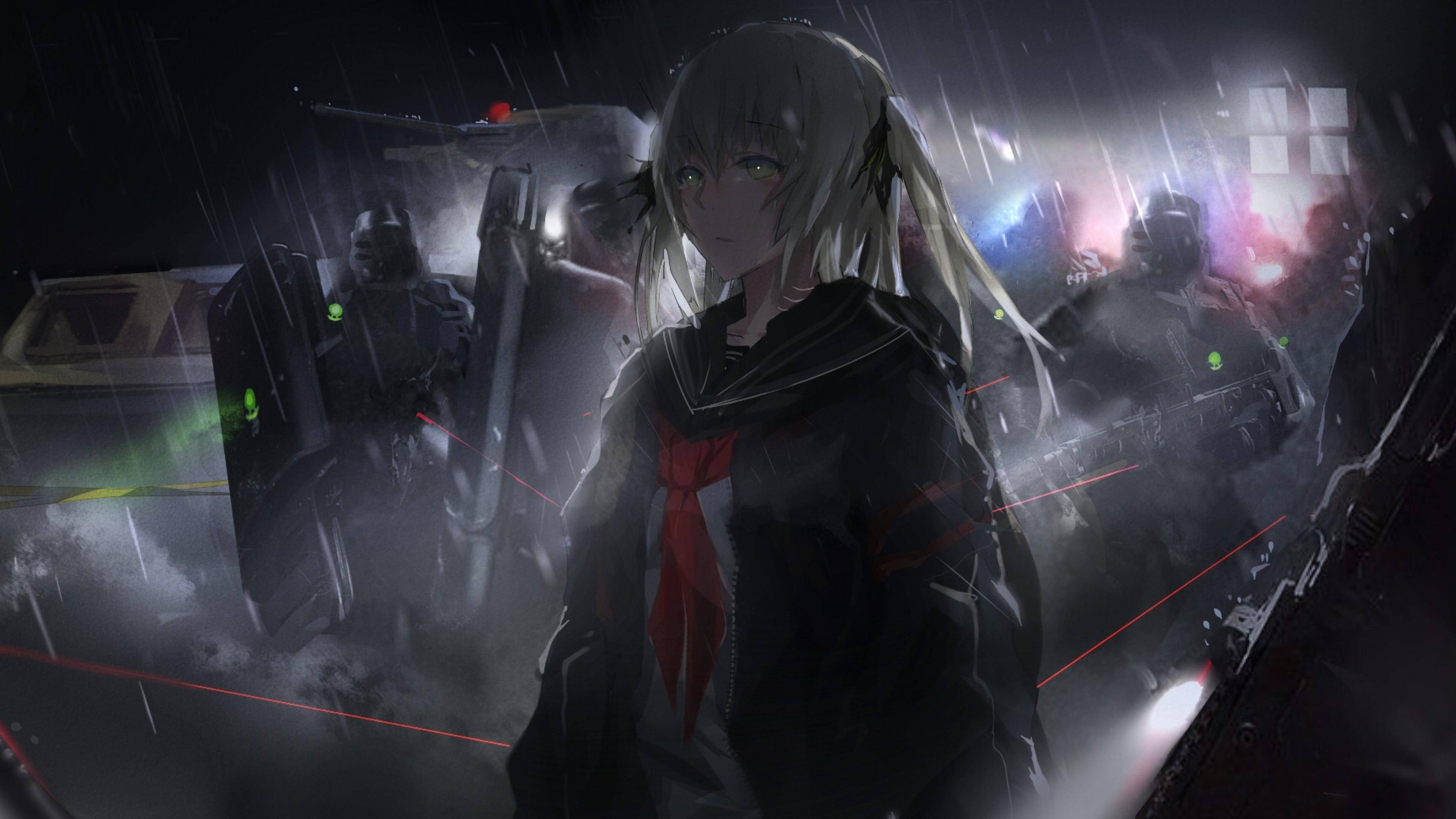 Wasichana wa Shule Mandhari ya Anime Nyeusi ya Kompyuta Picha ya Ukuta
