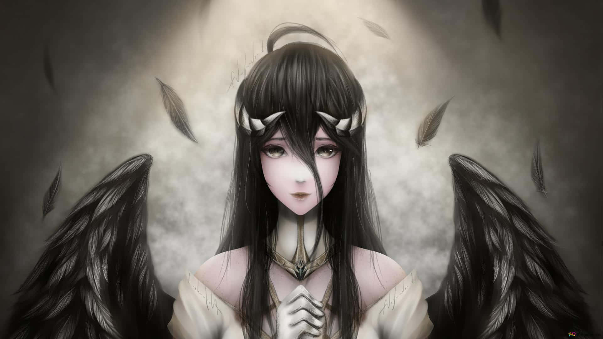 Wasichana wawili waliovalia mavazi meusi ya anime, wakikumbatiana wakati wa pamoja Picha ya Ukuta