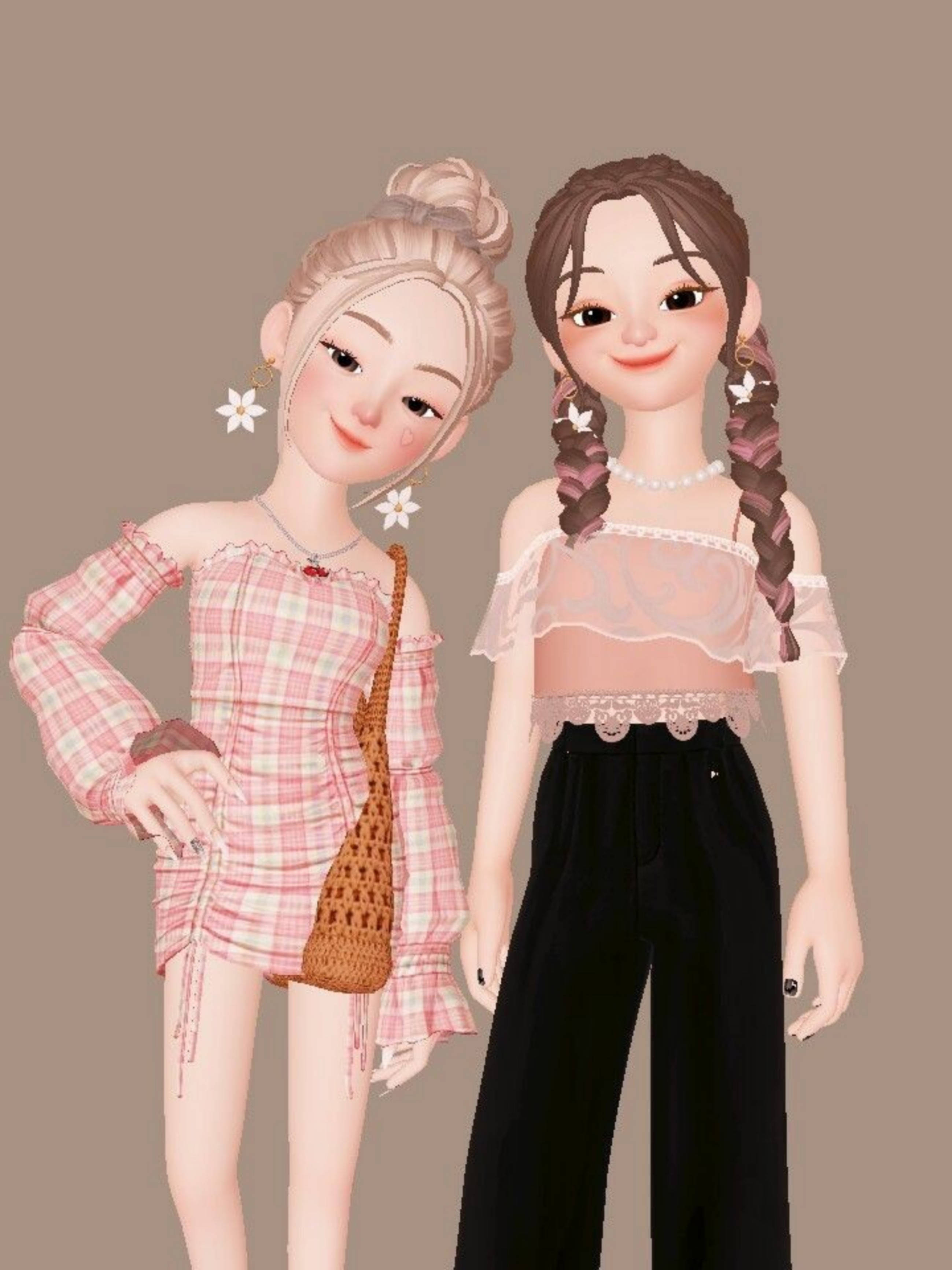 Wasichana Wenye Mitindo wa Katuni wa Zepeto Picha ya Ukuta