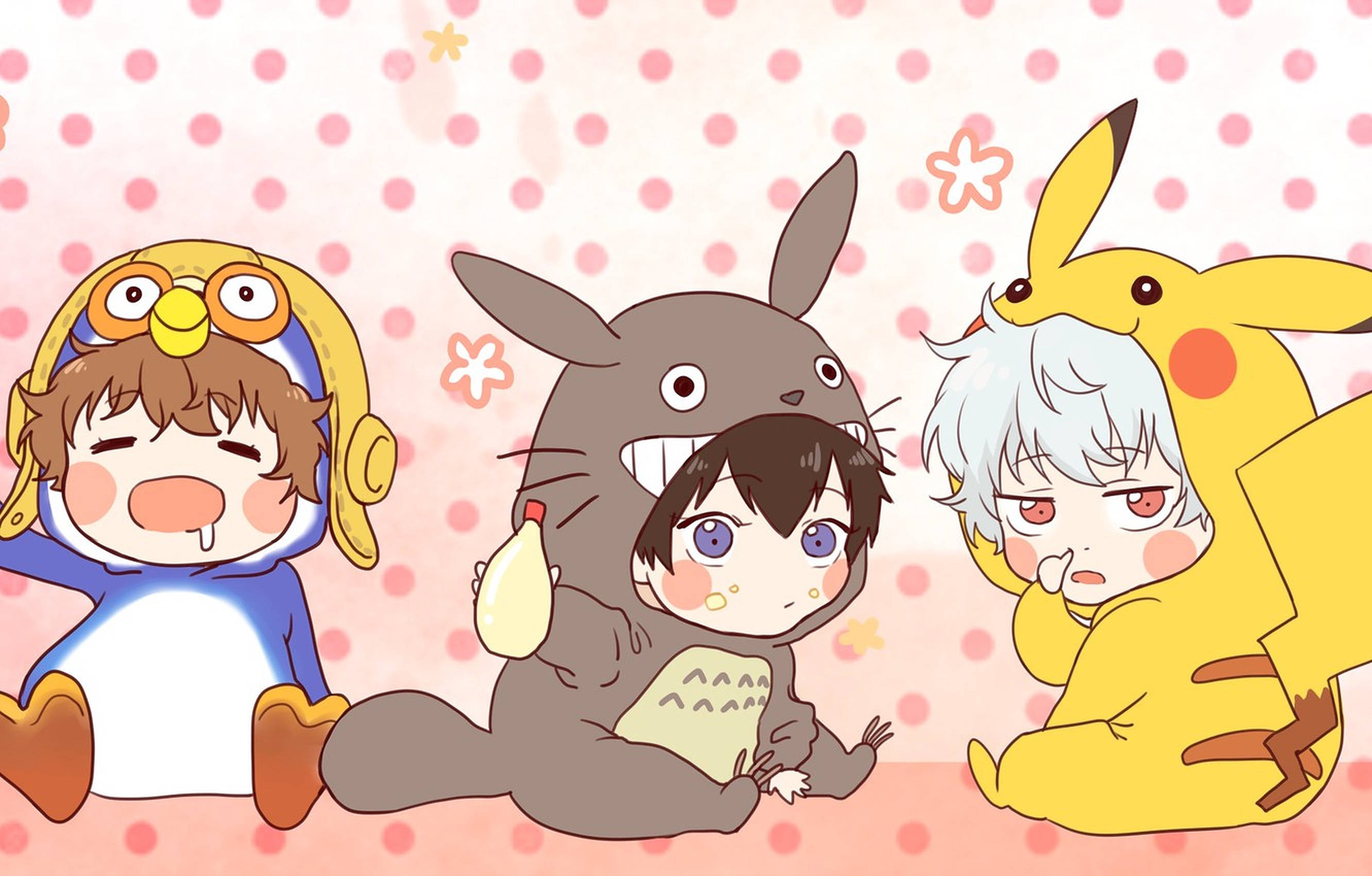 Watoto wa Anime Wakiwa na Onesie ya Pikachu Picha ya Ukuta