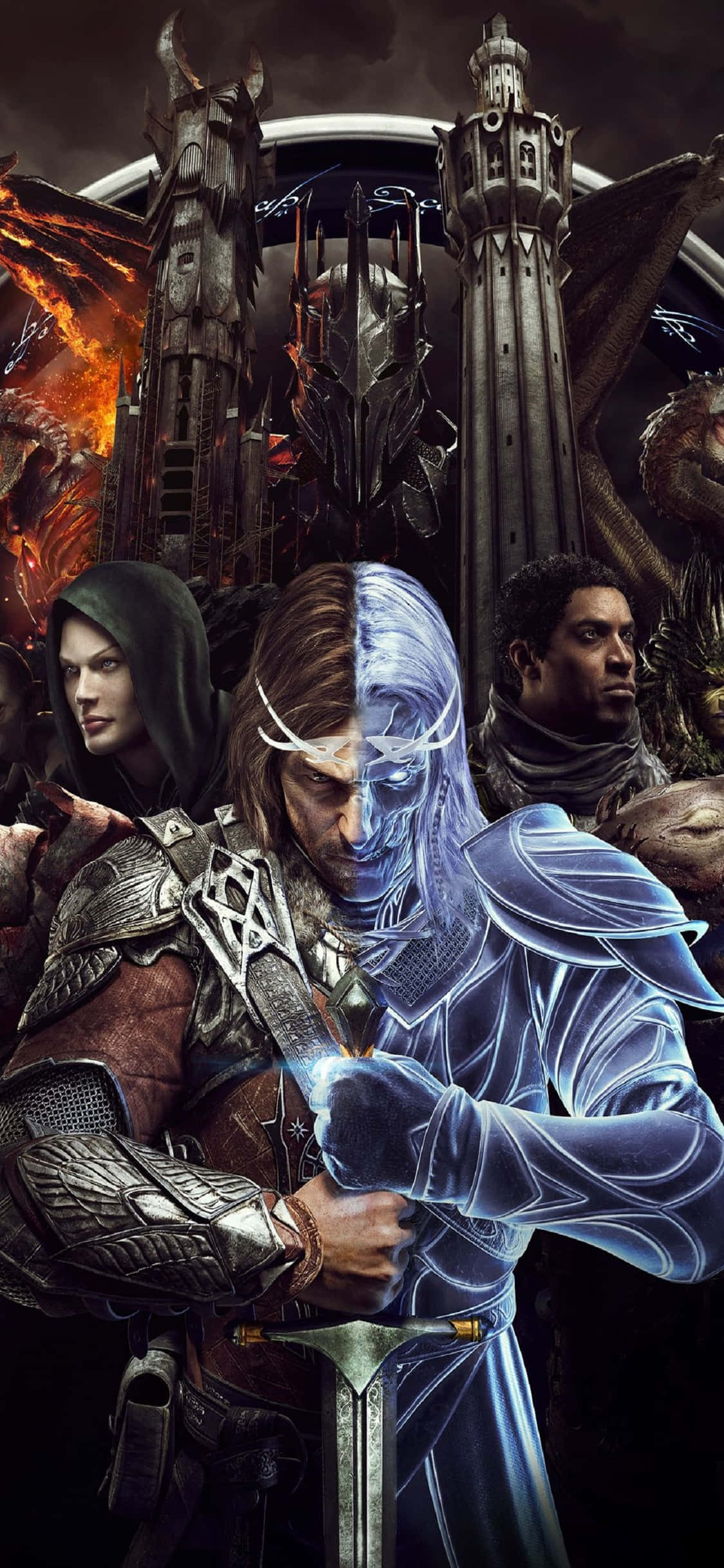 Watu katika iPhone X Shadow Of Mordor Background Picha ya Ukuta